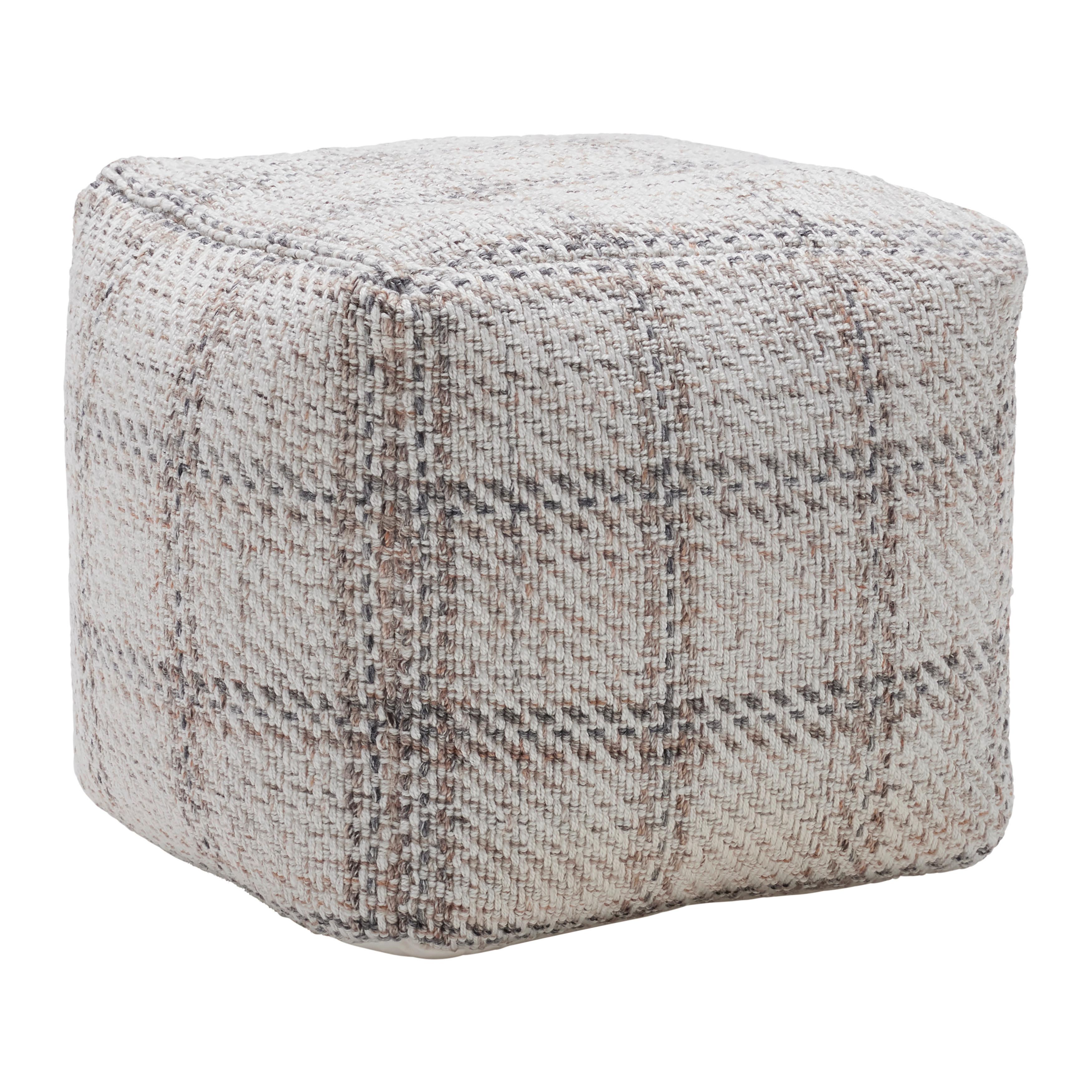 Pouf Leon Beige Wolle/Baumwolle - Beige/Naturfarben, MODERN, Naturmaterialien/Textil (45/45/45cm) - Premium Living