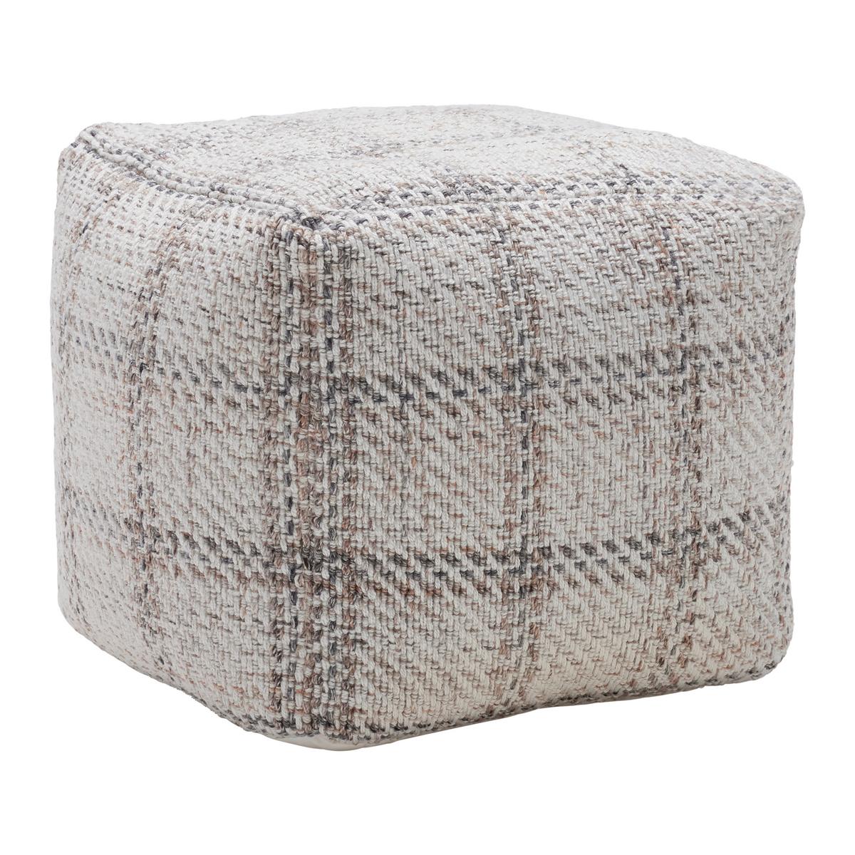 POUF LEON -TREND- - Beige/Naturfarben, Modern, Naturmaterialien/Textil (45/45/45cm) - Premium Living