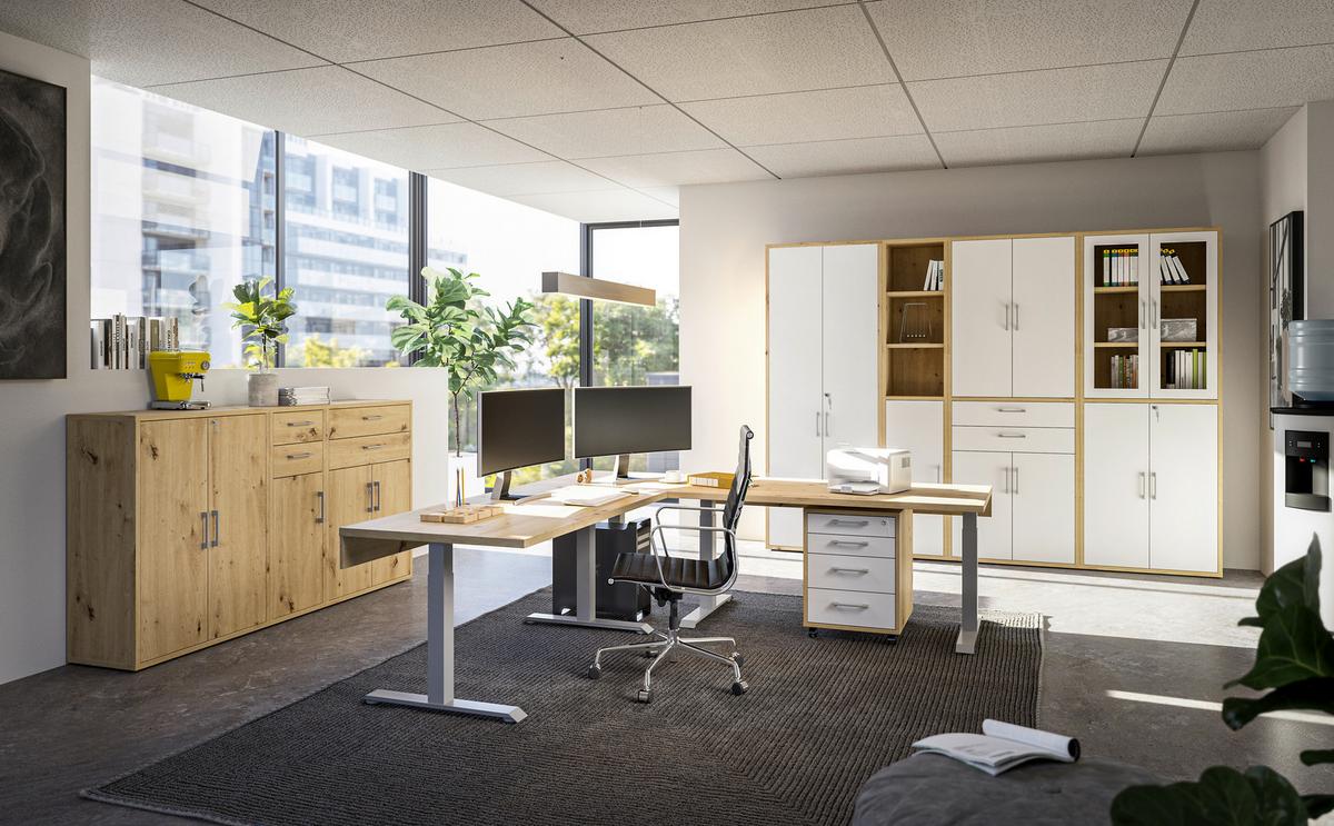 Tür Big Profi Office Asteiche - Alufarben/Eiche Artisan, Modern, Holzwerkstoff/Metall (38/104/40cm) - Mömax