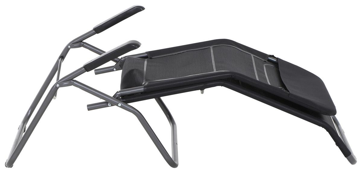 Gartenliege Anco Schwarz Stahl - Anthrazit/Schwarz, MODERN, Textil/Metall (72,5/103,5/144cm) - Siena Garden