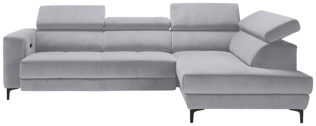 Ecksofa Emma rechts Grauweiß - Grauweiß/Schwarz, MODERN, Textil (301/47/210cm) - Premium Living