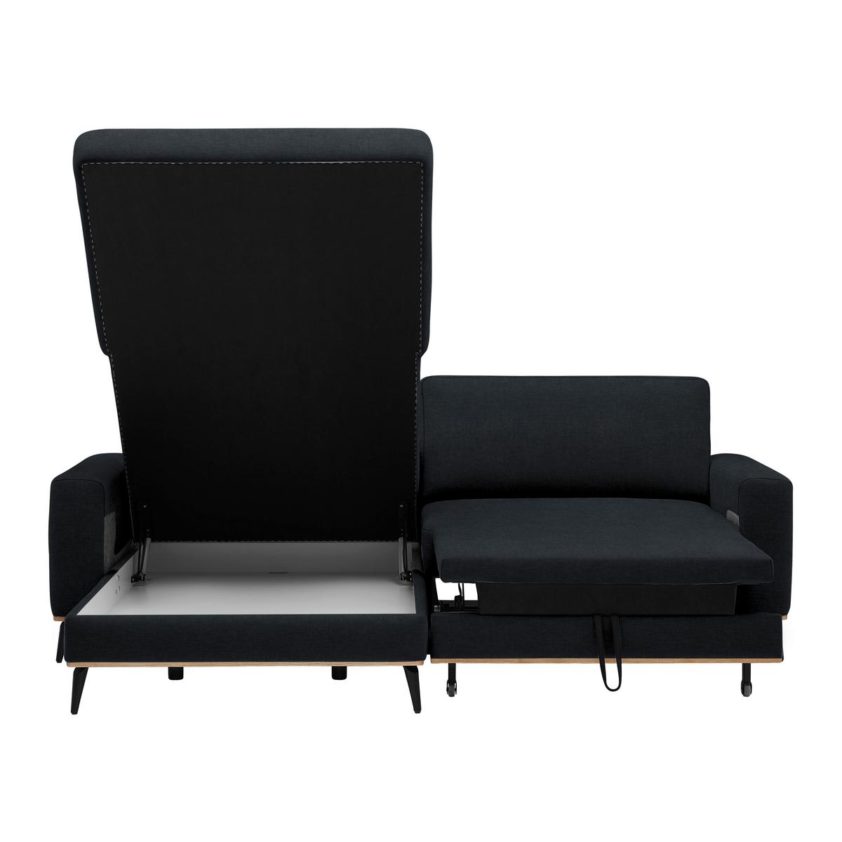 Wohnlandschaft Romeo Schwarz - Schwarz, KONVENTIONELL, Textil/Metall (167/87/234cm) - Zandiara