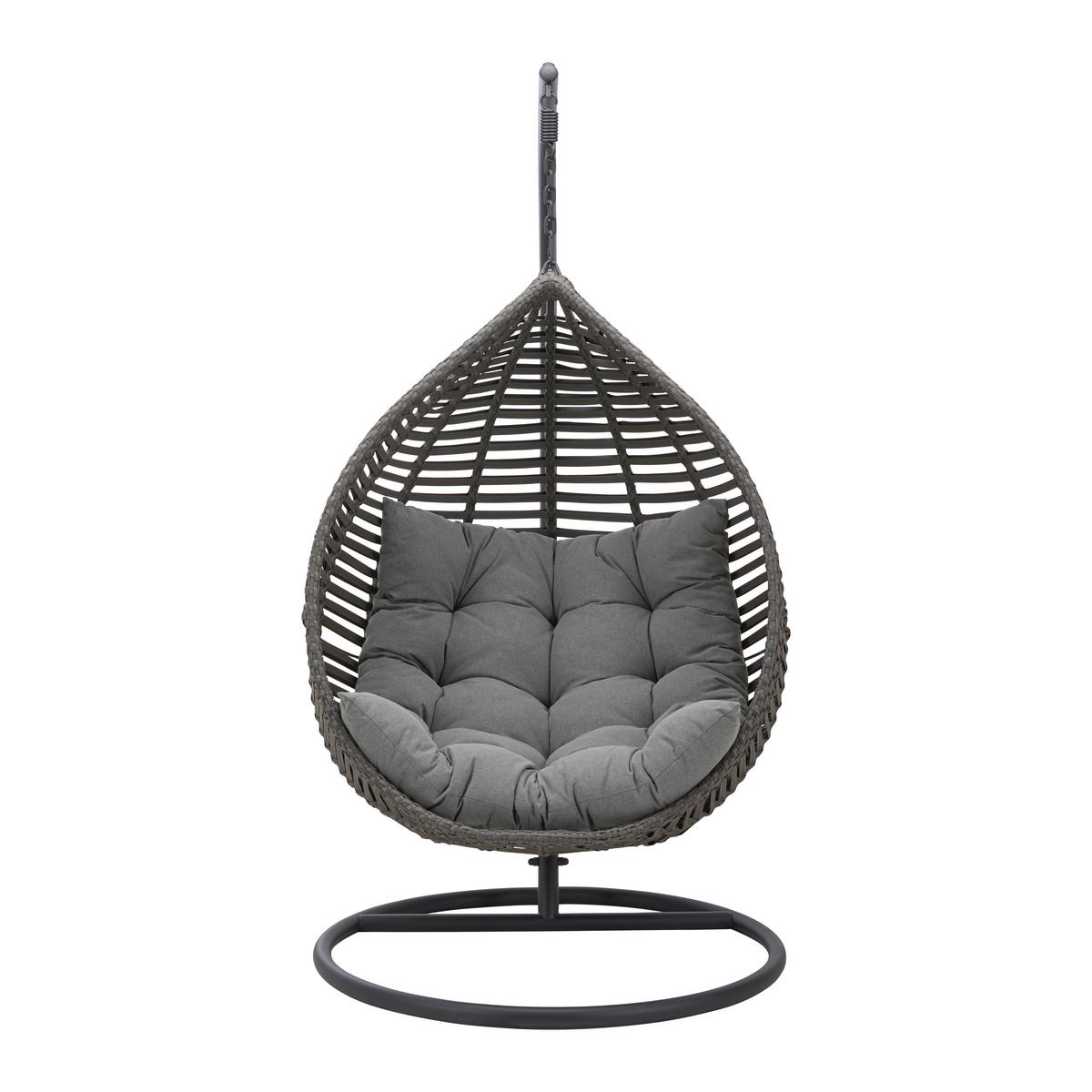 Viseči Stol Nancy, Temno Siva, Jeklo - temno siva/črna, Moderno, kovina/umetna masa (105/196/120cm) - Bessagi Garden