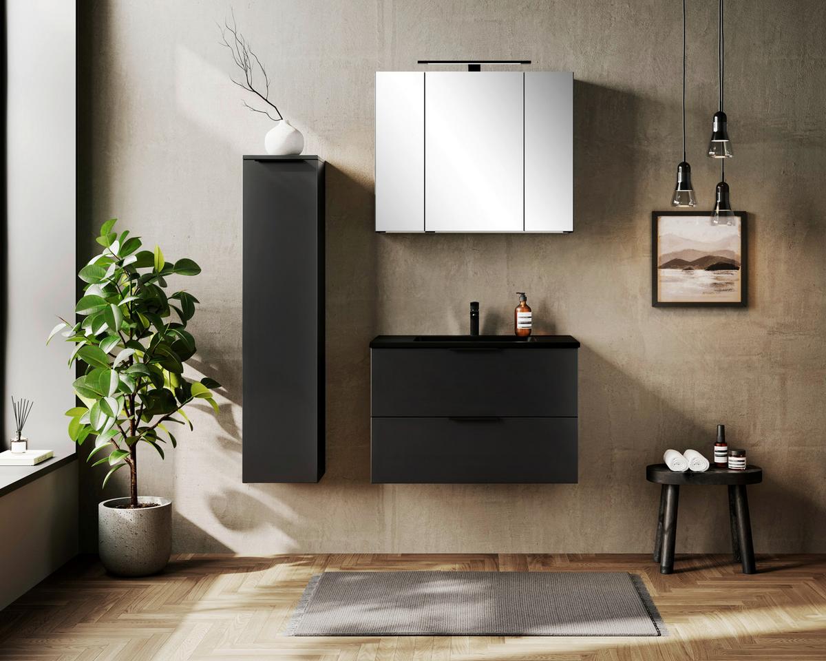 Spiegelschrank Sevilla ca. 80x64 cm Schwarz - Schwarz, MODERN, Glas/Holzwerkstoff (80/64/20cm) - Held