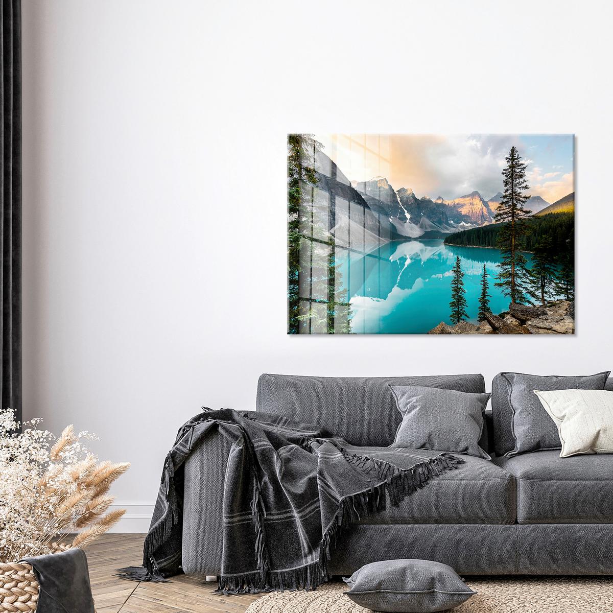 Glasbild Multicolor ca. 120x80cm - Multicolor, Basics, Glas/Papier (120/80cm)