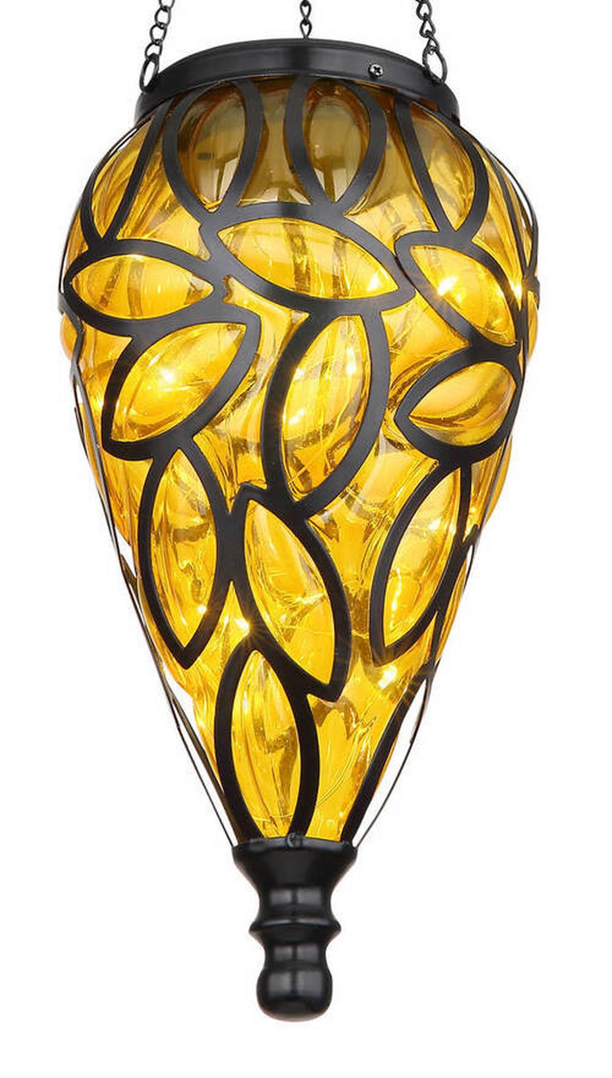 Solarna Svetilka Lantern, S Sijalko - črna/oranžna, Basics, kovina/umetna masa (13,5/50cm) - Globo