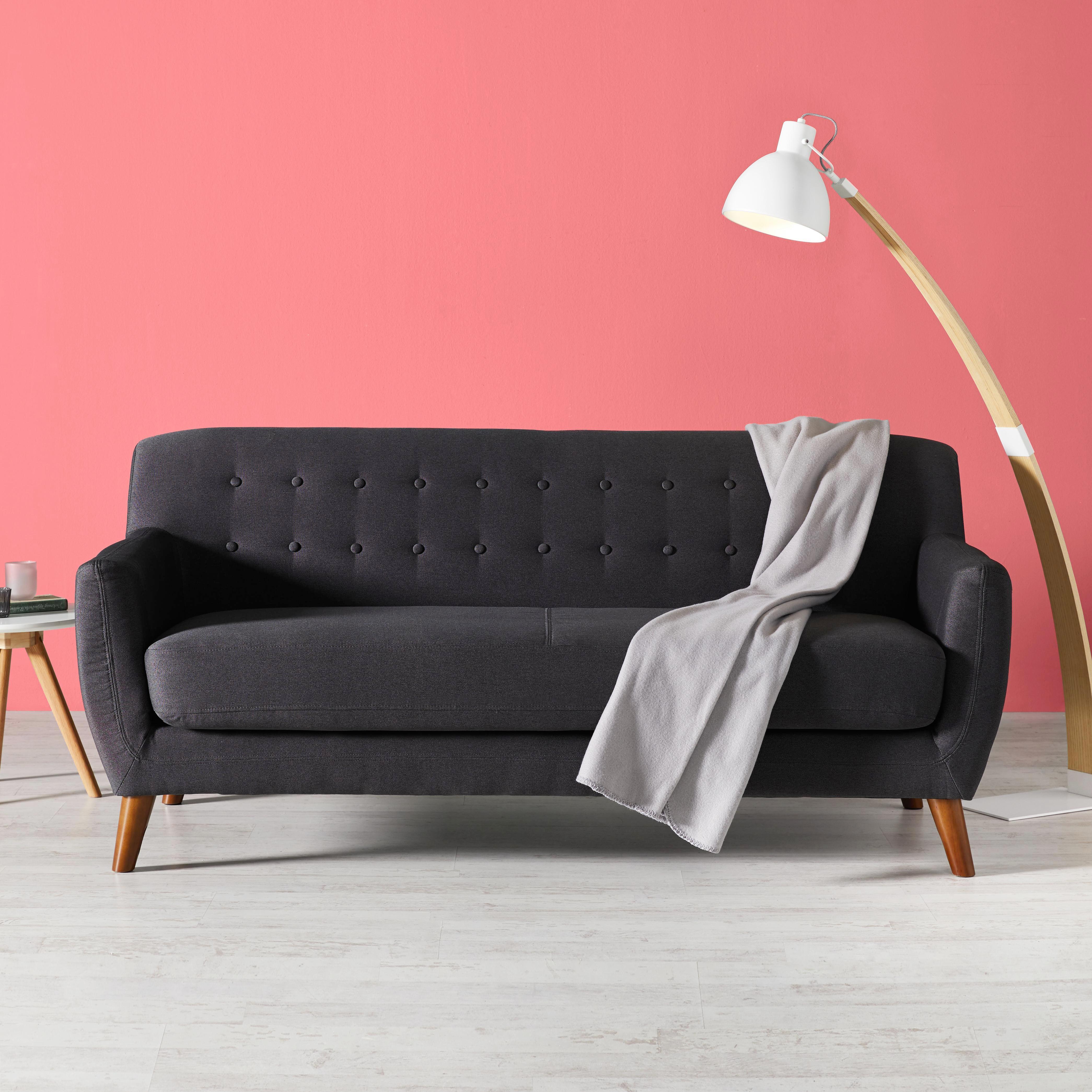 Sofa in Grau 'Xavier' - Dunkelgrau, Holz/Textil (176/81/76cm) - Bessagi Home