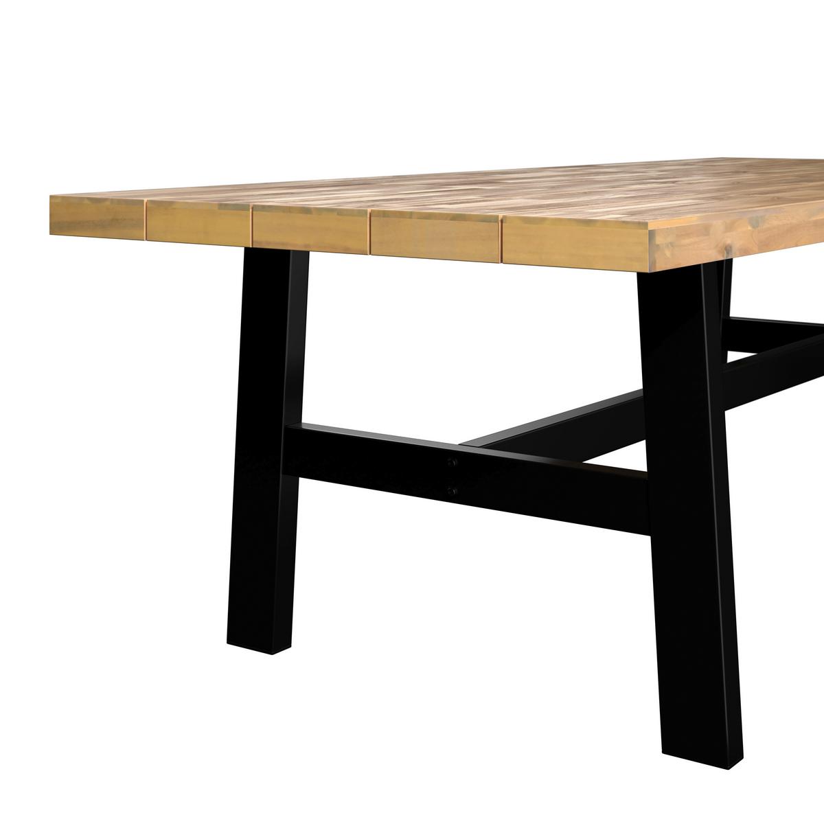 Gartentisch Selma Schwarz/Akaziefarben - Schwarz/Akaziefarben, Modern, Holz/Metall (240/100/75cm) - Mömax