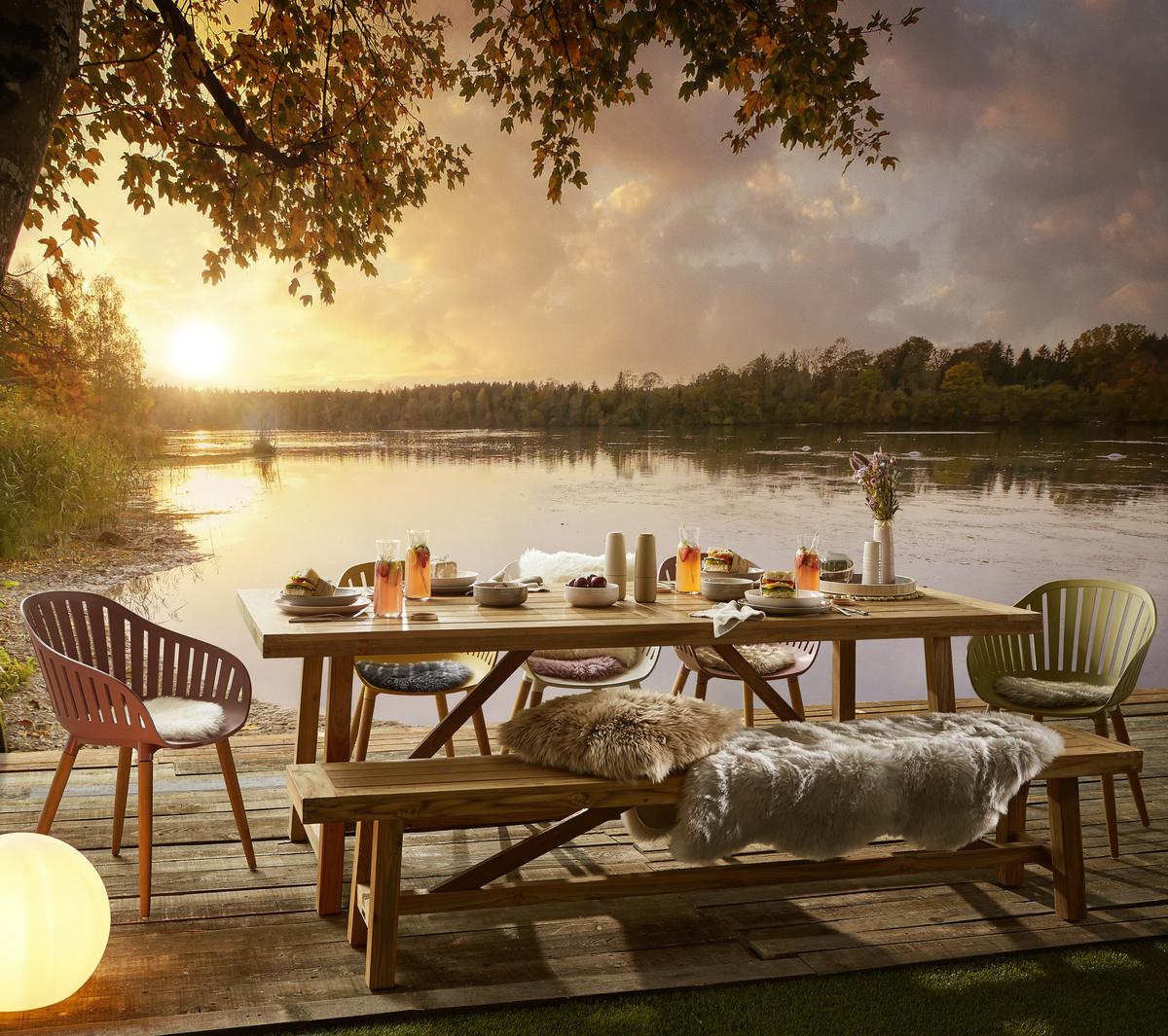 FOTEL OGRODOWY IRUNA-SOCIAL - zielony/kolor naturalny, Natur, tworzywo sztuczne/drewno (54/80/55cm) - Mömax