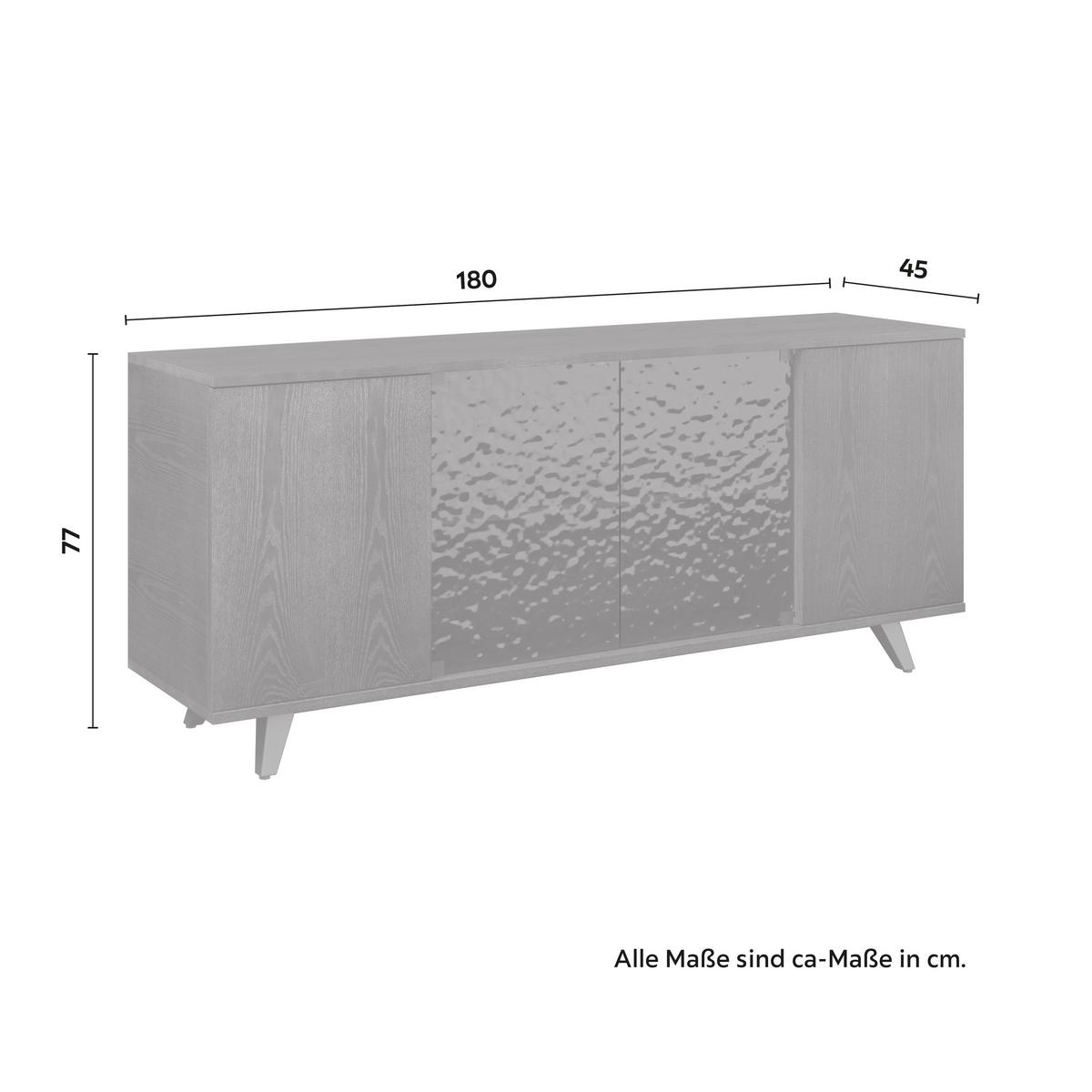 Sideboard Zelia Holz/Glas Braun/Walnussfarben - Walnussfarben/Schwarz, MODERN, Glas/Holz (180/77/45cm) - Bessagi Home