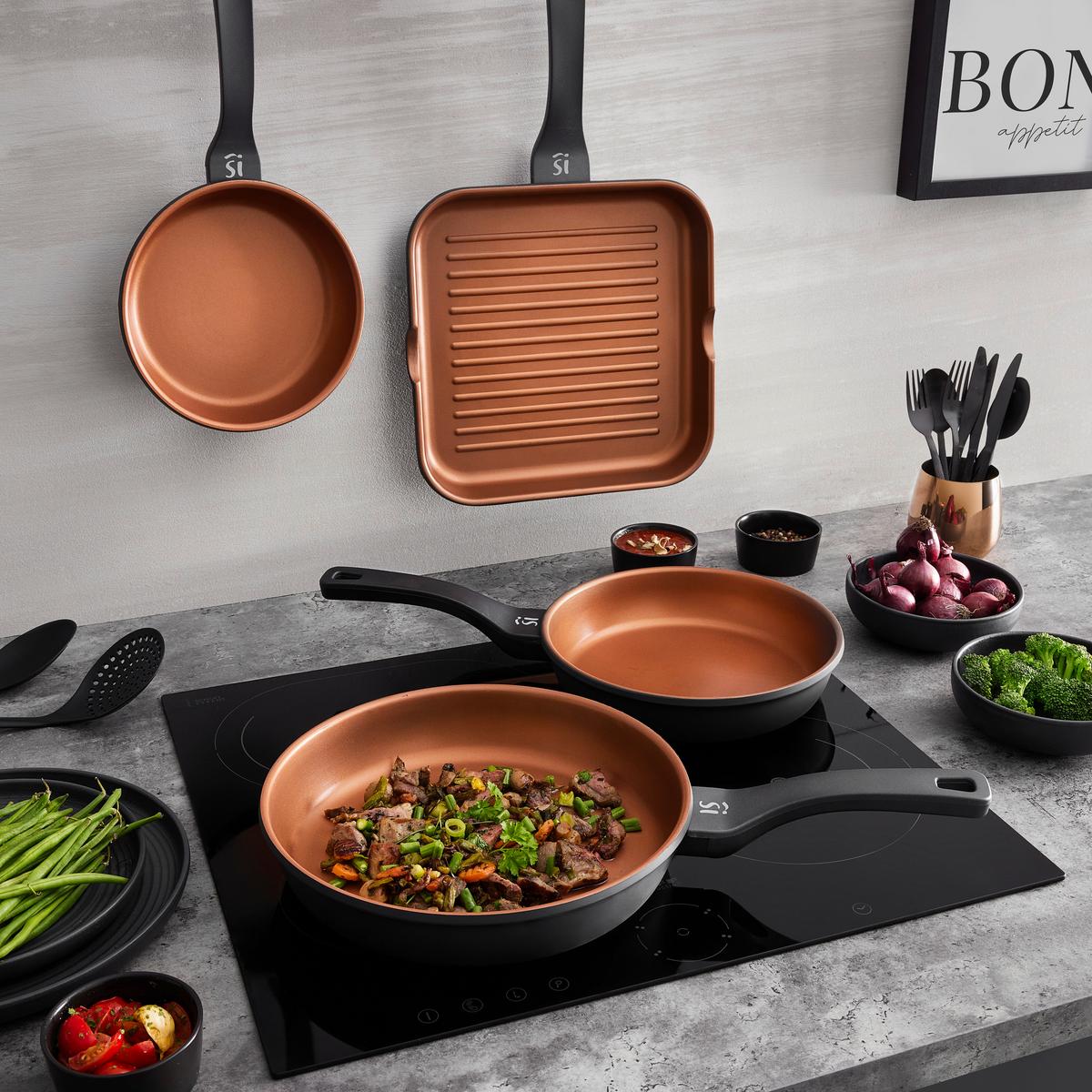 Serpenyőkészlet Elvyra - szürke, Modern, műanyag/fém (30/18/50cm)