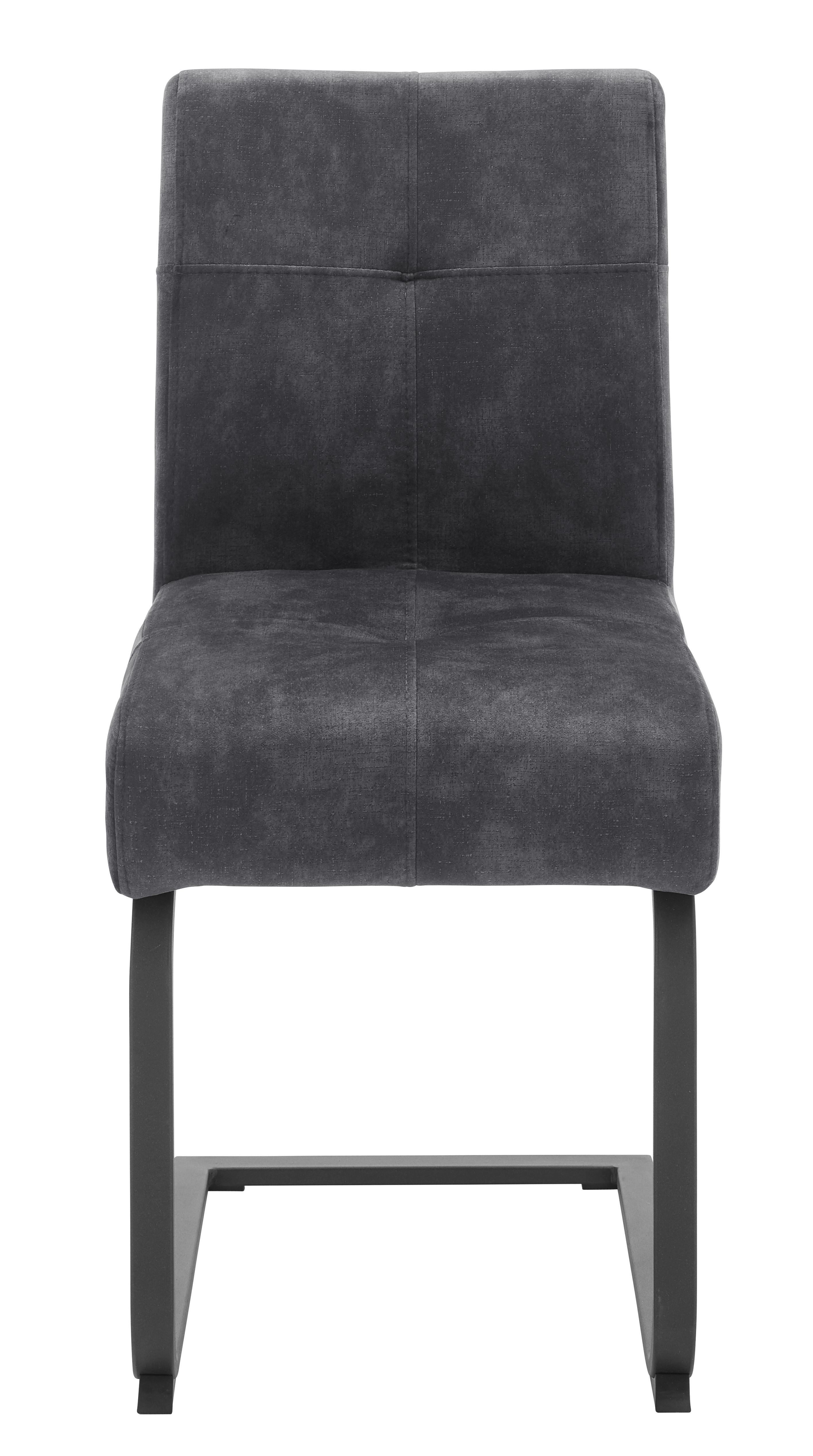 Schwingstuhl aus Samt in Anthrazit - Anthrazit, MODERN, Textil/Metall (64/90,5/42,5cm) - Based