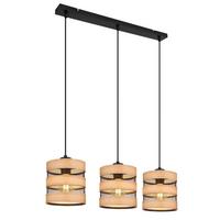 Viseča Svetilka 15650-3h Soeni - črna/temno rjava, Design, kovina/umetna masa (75/18/120cm) - Globo