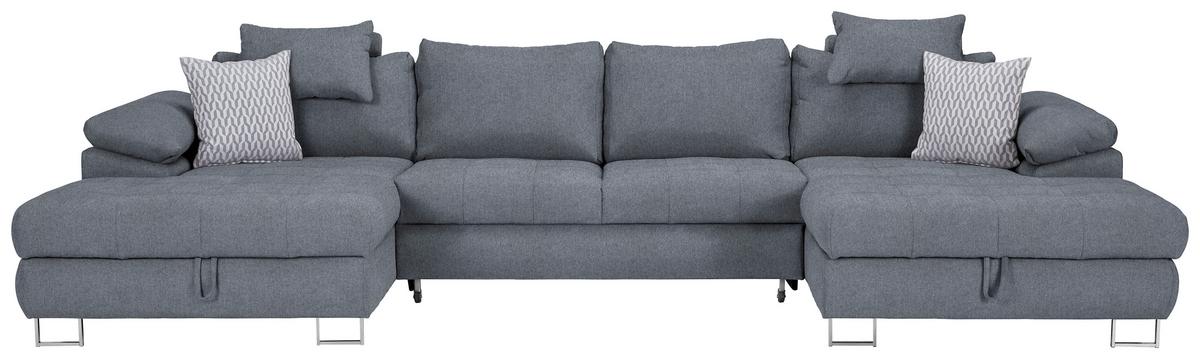 Wohnlandschaft in Grau - Silberfarben/Grau, Konventionell, Textil/Metall (345/112/165cm) - Mömax