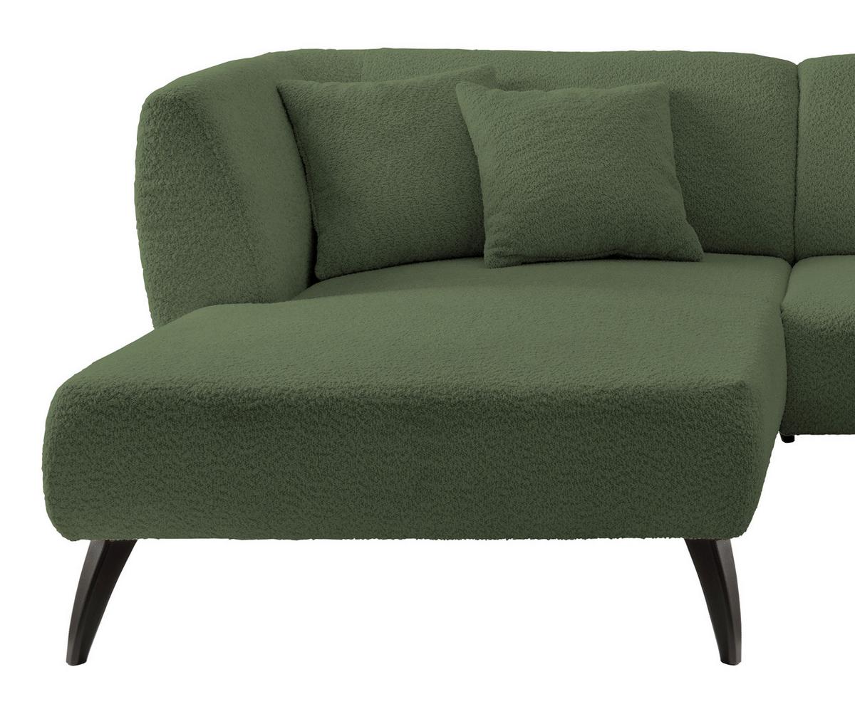 Wohnlandschaft Colori Dunkelgrün Bouclé - Dunkelgrün/Schwarz, MODERN, Holz/Textil (160/264cm) - MID.YOU