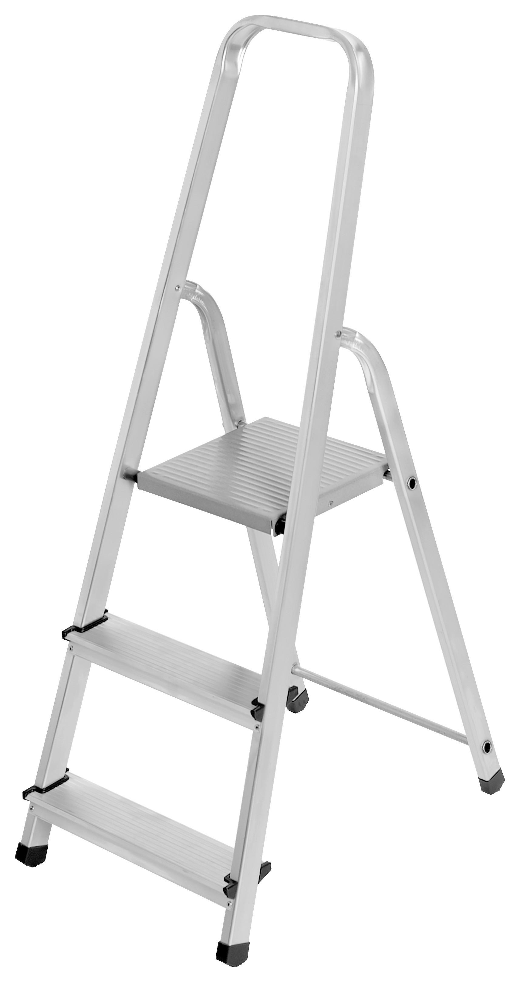 Háztartási Létra Drald-3 - ezüstszínű, fém (121/40/54cm)