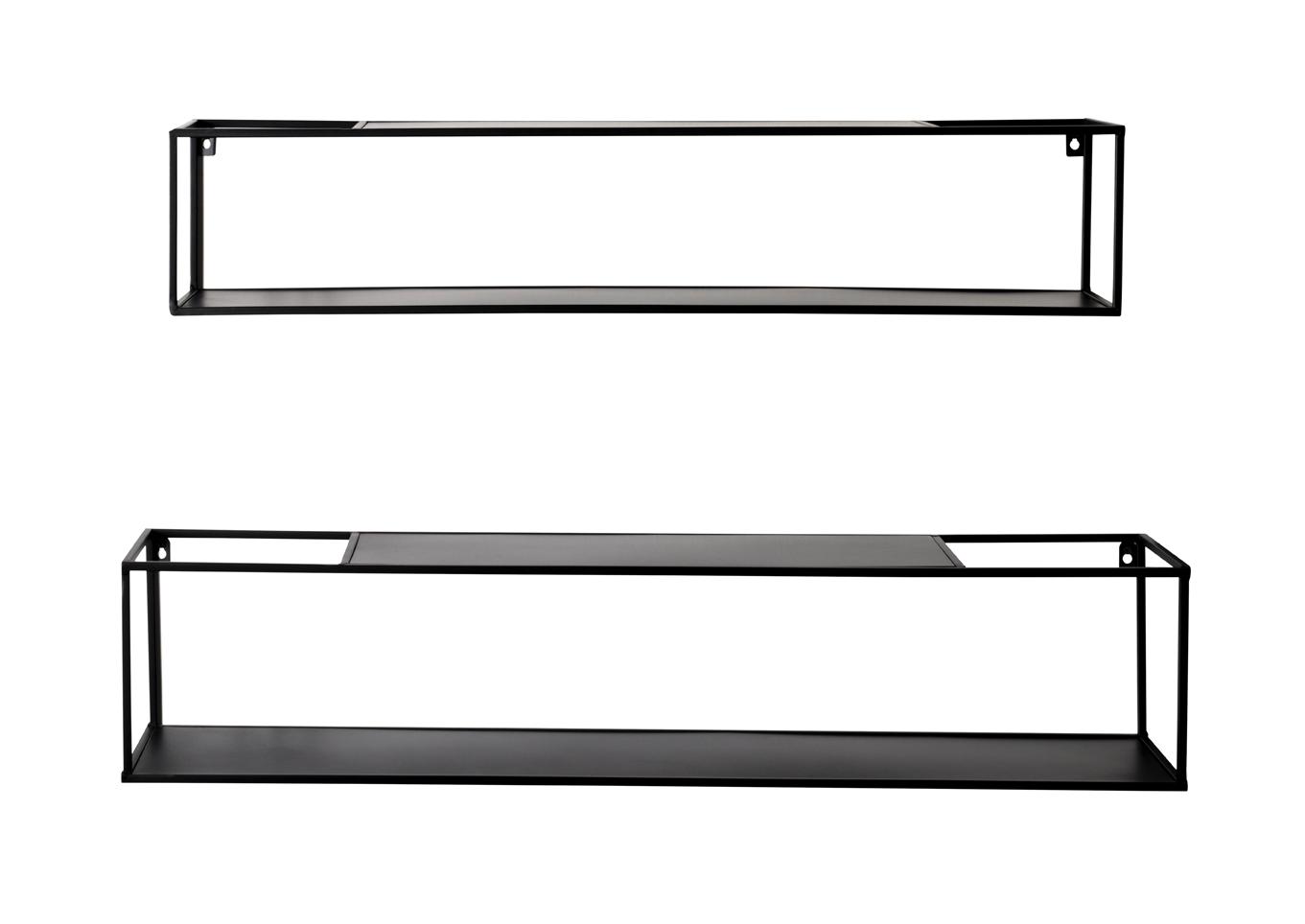 Wandregalset aus Metall in Schwarz, 2 Stück - Schwarz, Modern, Metall (95-85/20-17/20-17cm) - Mömax