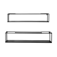 Wandregalset aus Metall in Schwarz, 2 Stück - Schwarz, MODERN, Metall (95-85/20-17/20-17cm) - Mömax