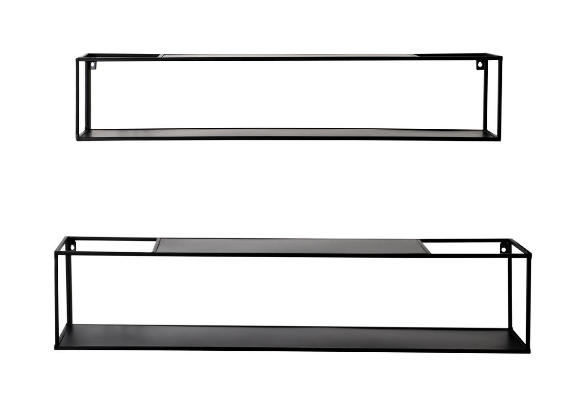 Wandregalset aus Metall in Schwarz, 2 Stück - Schwarz, MODERN, Metall (95-85/20-17/20-17cm) - Mömax
