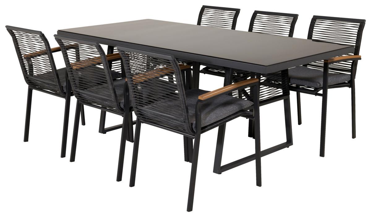 Gartenstuhl 2er-Set Dallas ca. 57x83,5x63,5 cm Schwarz - Schwarz/Akaziefarben, KONVENTIONELL, Holz/Kunststoff (57/83,5/63,5cm) - Gardenson