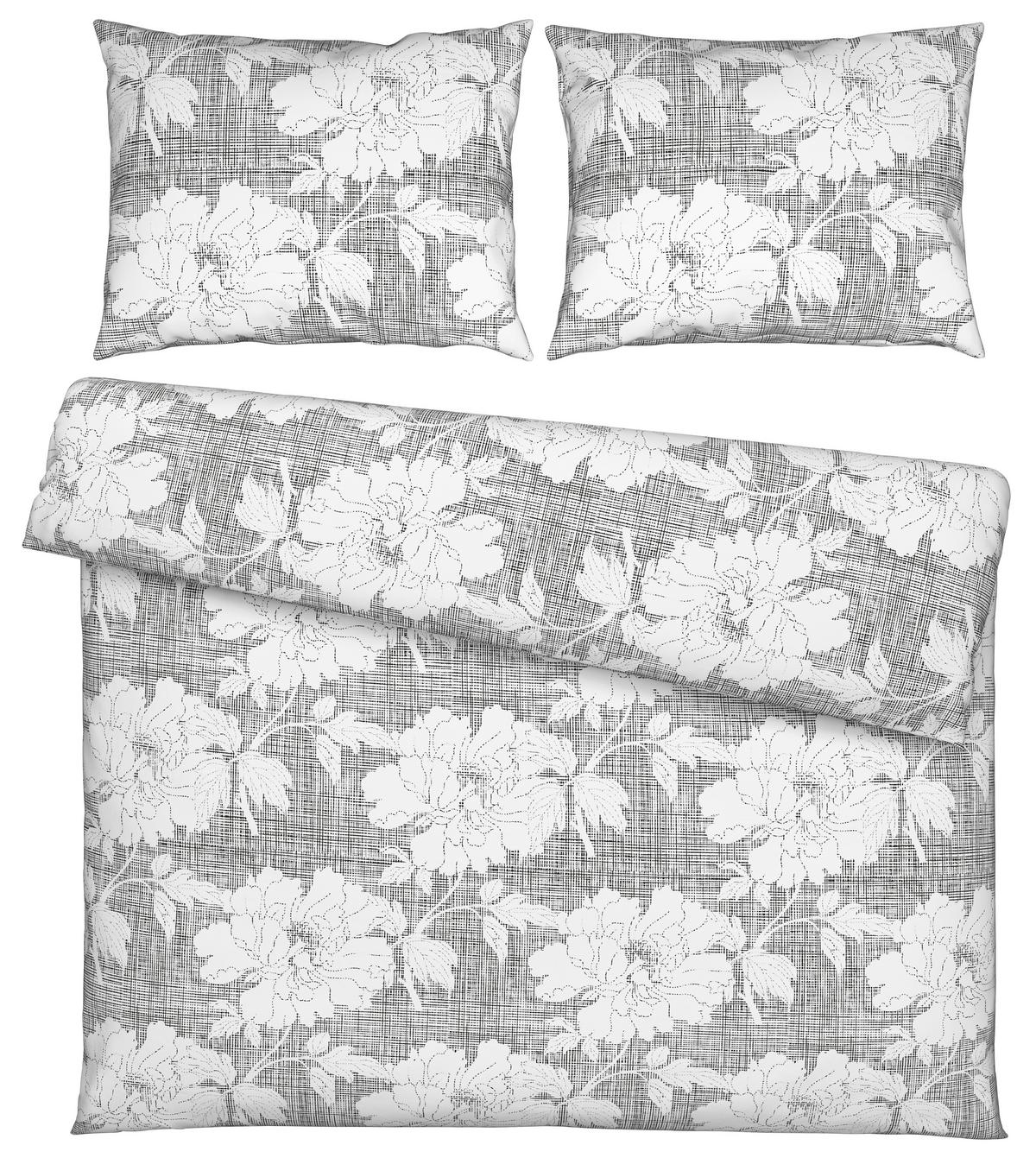 Bettwäsche Gundi XXL Schwarz/Weiß ca. 200x220cm - Schwarz/Weiß, ROMANTIK / LANDHAUS, Textil (200/220cm) - Mömax