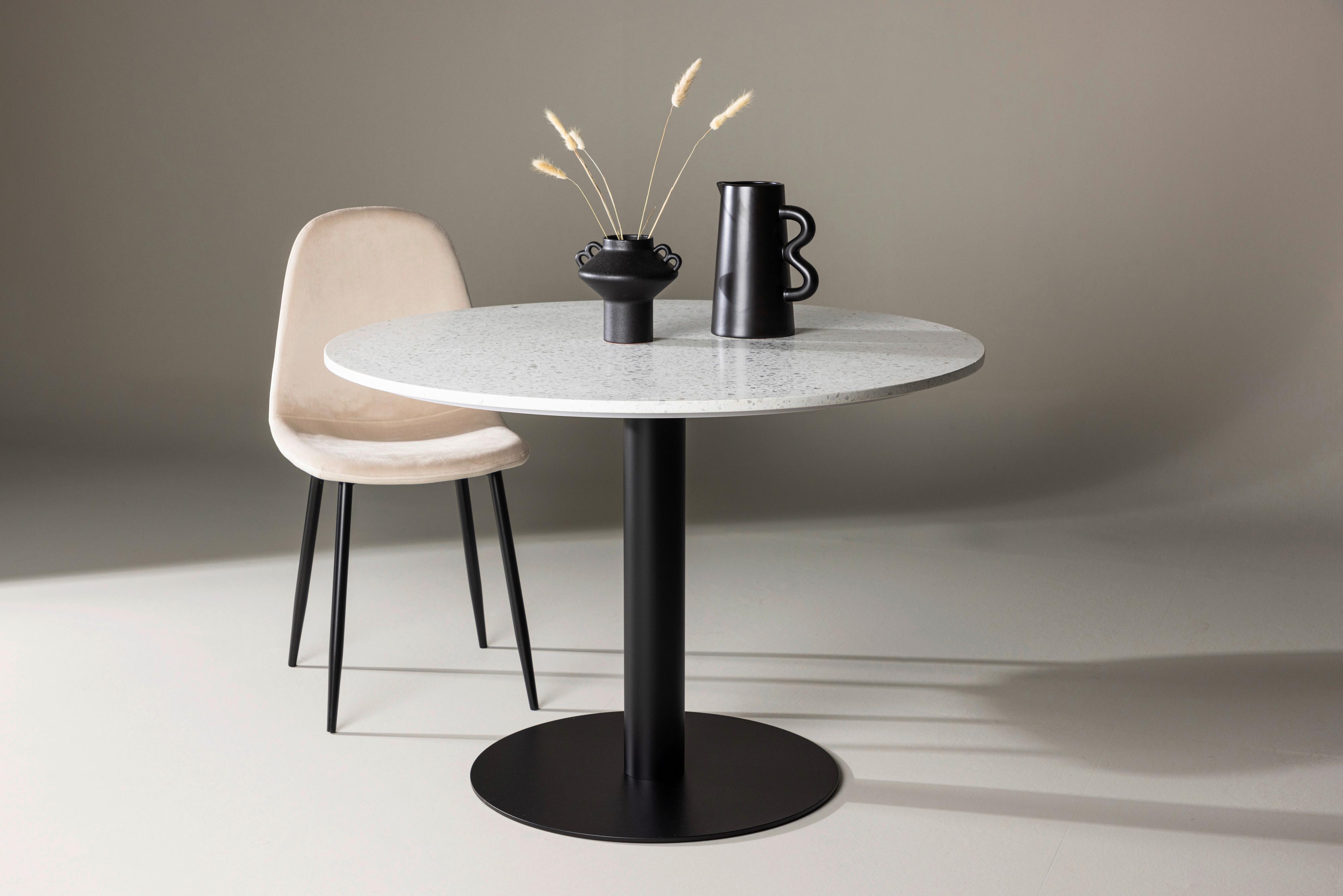ESSTISCH RAZZIA - Schwarz/Weiß, Design, Stein/Metall (106/106/75cm) - Livetastic