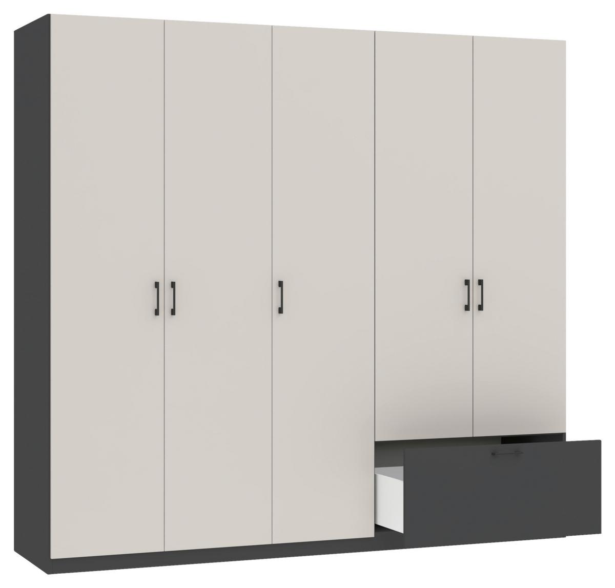 Garderobna Omara Mila, Kašmir, Antracit - kašmir/črna, Konvencionalno, umetna masa/leseni material (225/210/54cm)