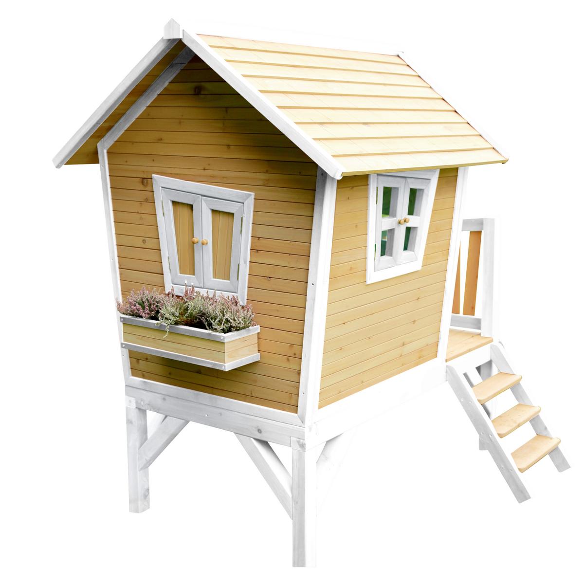 Spielturm Robin aus Zedernholz - Braun/Weiß, Basics, Holz/Kunststoff (264/203/177cm) - Ambia Garden