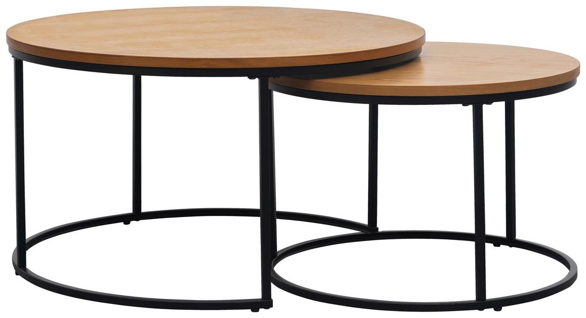STOLIKI WSUWANE POD SIEBIE SATZTISCH - kolor dębowy/czarny, Modern, materiał drewnopochodny/metal (80/60/45/45/80/60cm) - MID.YOU