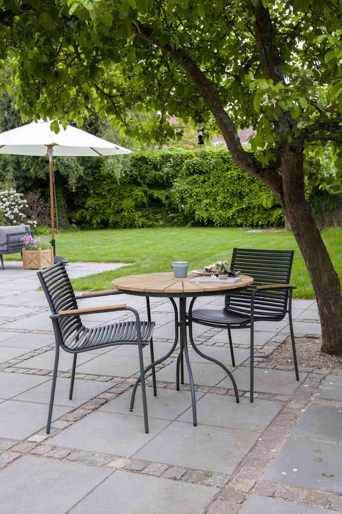 Stapelstuhl Mood Classic Anthrazit/Teakholz - Anthrazit/Schwarz, KONVENTIONELL, Holz/Kunststoff (60/84/56cm) - Gardenson