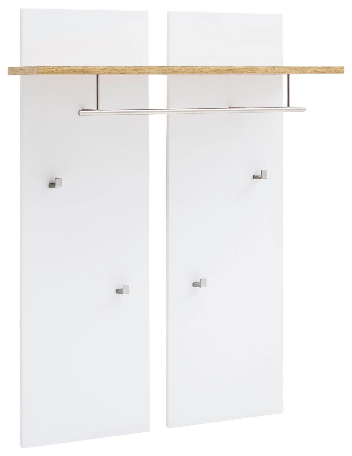 Garderobenpaneel Weiß - Eichefarben/Weiß, MODERN, Holzwerkstoff (88/118/28cm) - Premium Living