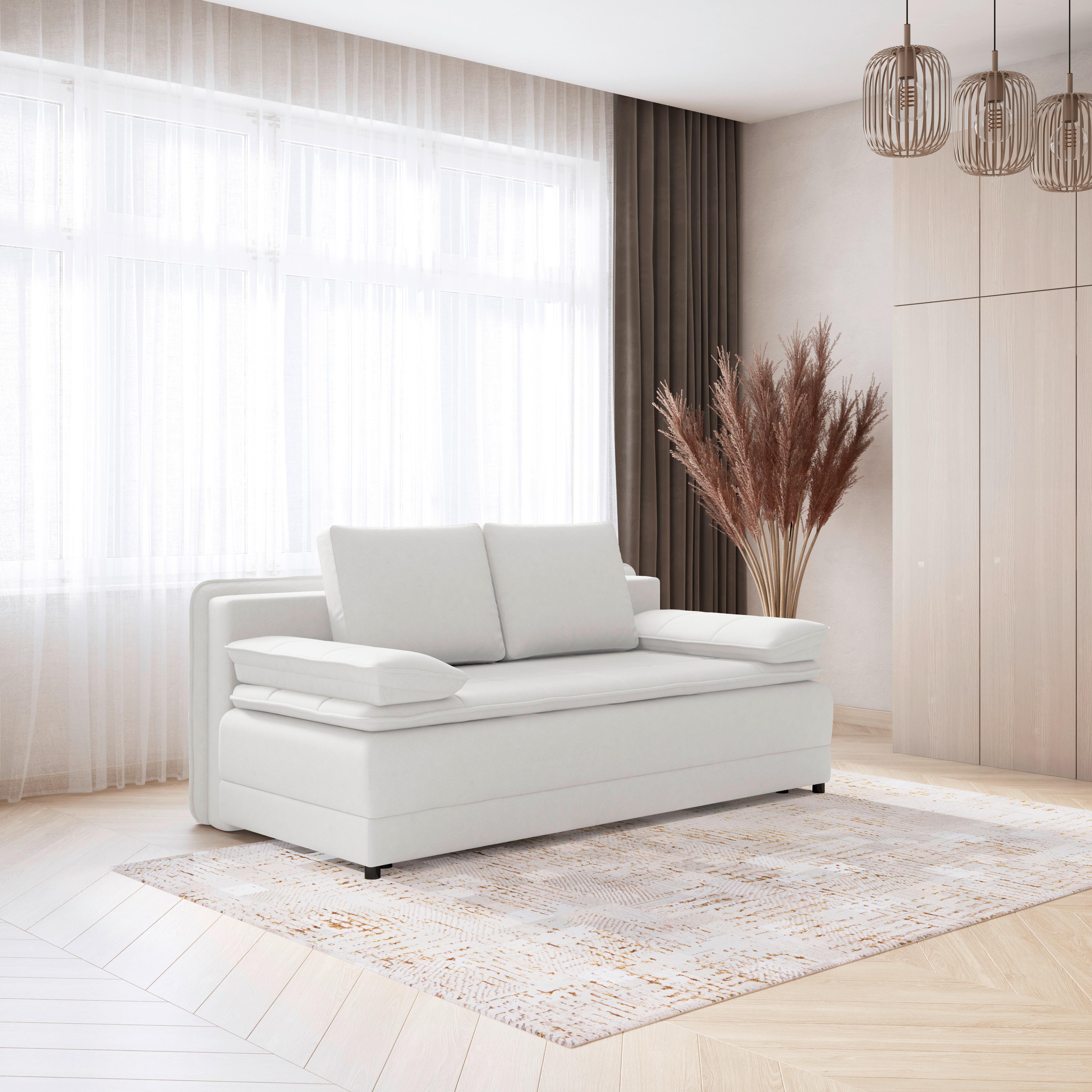 Trosjed Na Razvlačenje Alice - bijela/crna, Moderno, tekstil/plastika (202/73-92/105cm) - Modern Living