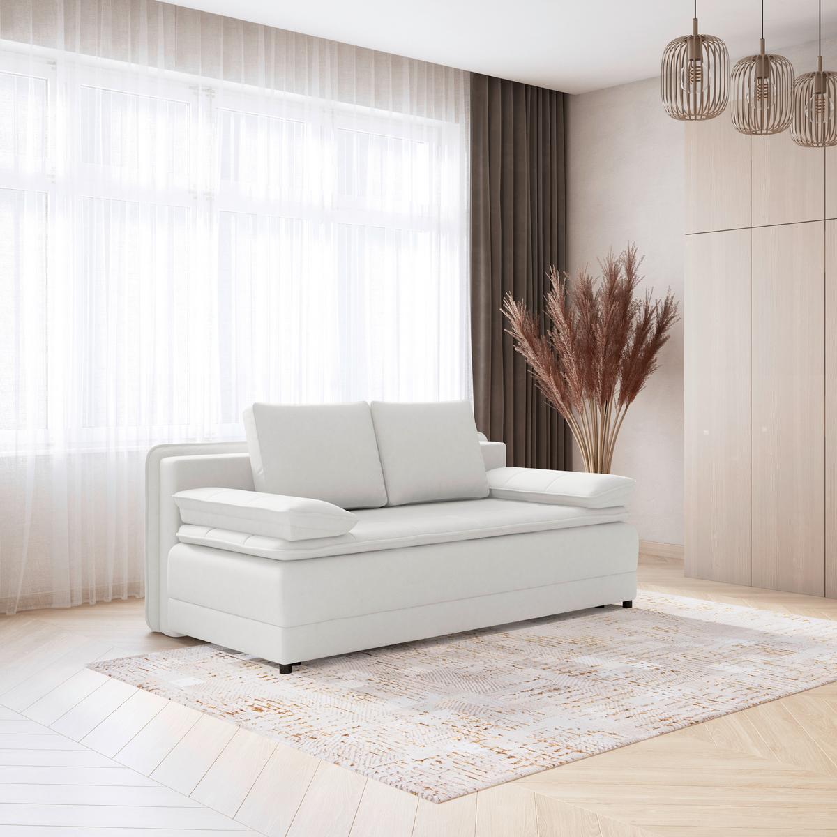 Canapea extensibila ALICE - alb, Modern, textil (202/73-92/105cm) - Modern Living
