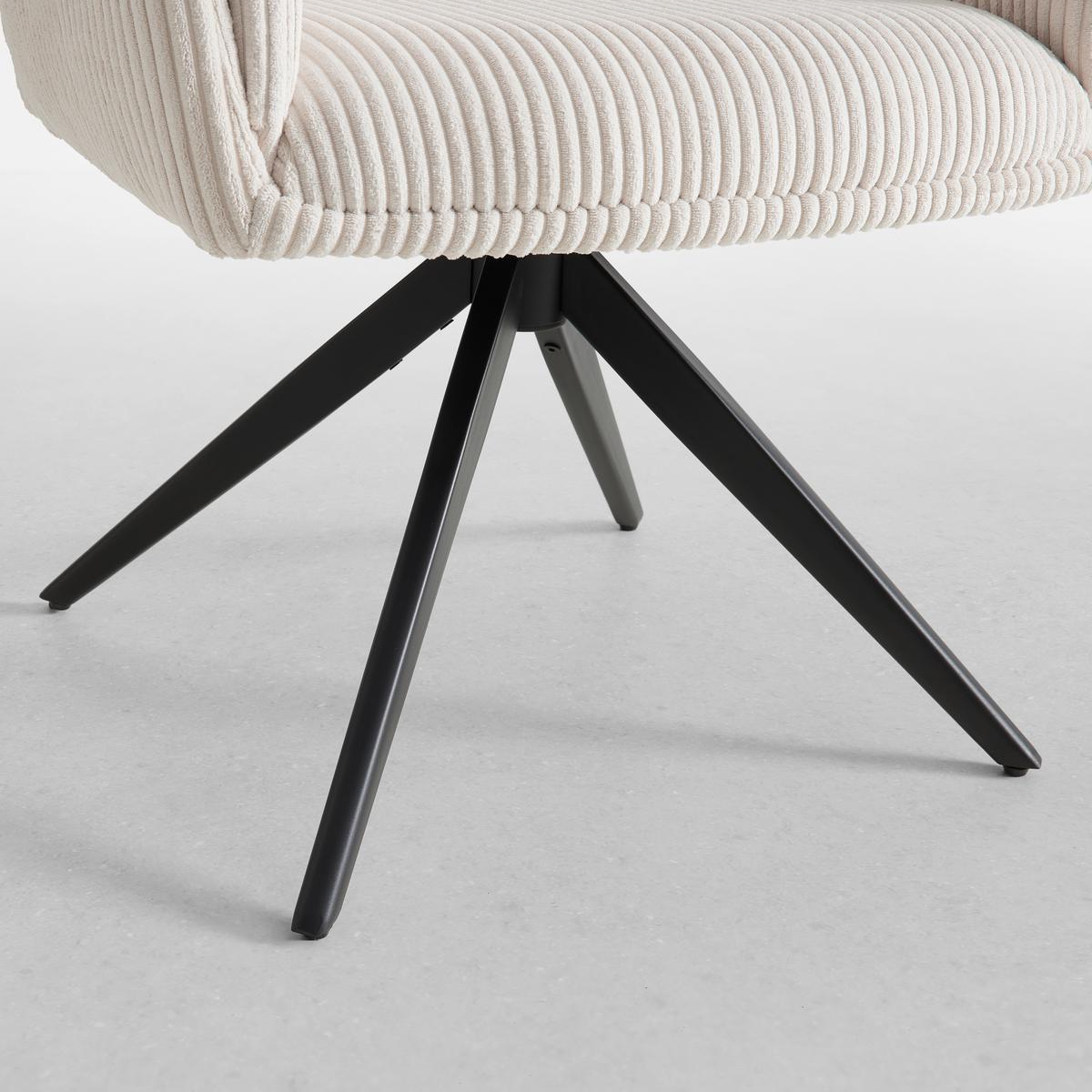 Armlehnstuhl Rosalia Beige Cord Drehbar Gepolstert - Beige/Schwarz, MODERN, Holz/Textil (65/87,5/61,5cm) - Bessagi Home