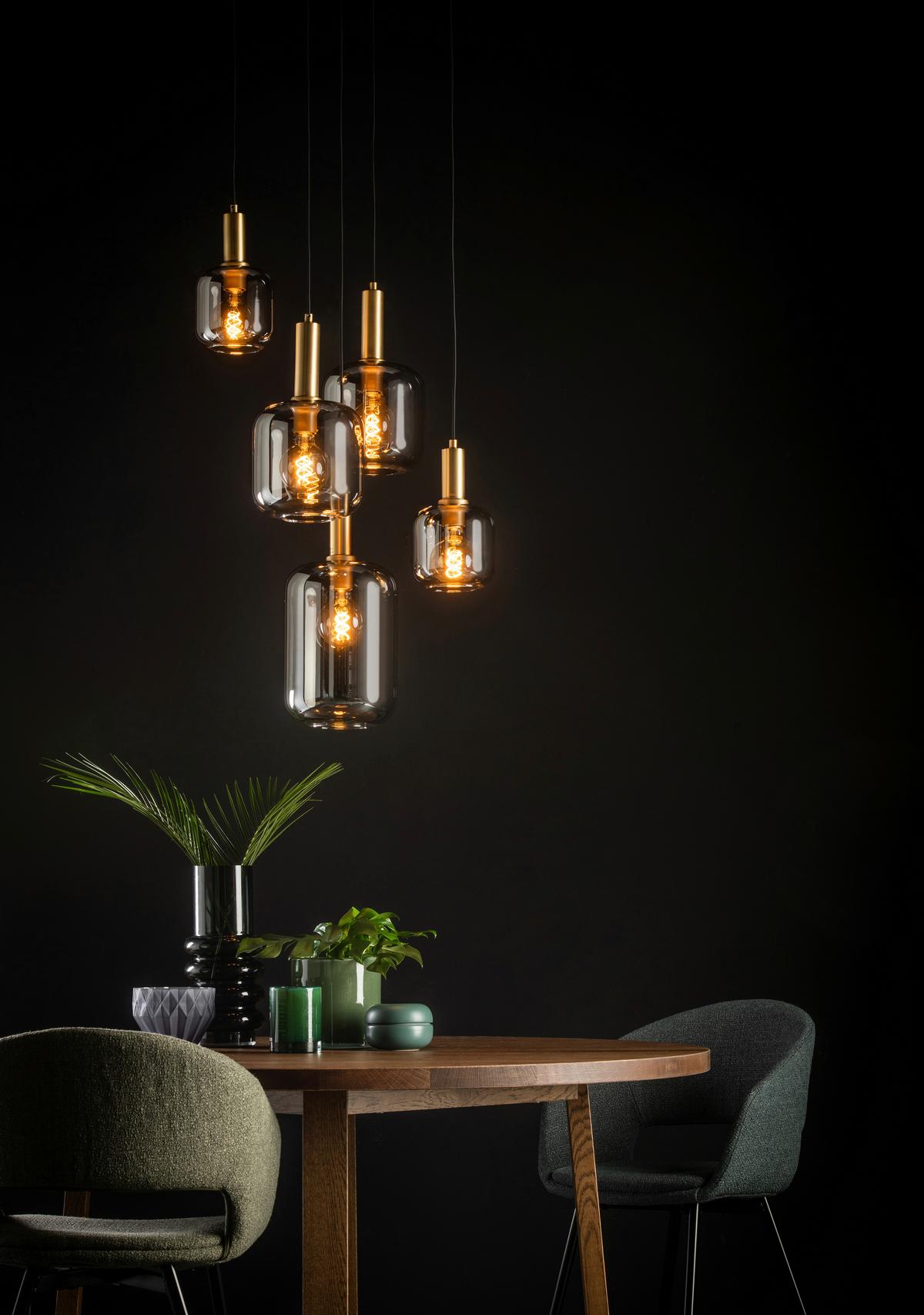 LAMPA WISZĄCA 45494/15/65 JOANET - jasnoszary, Design, szkło (71/180cm) - Lucide