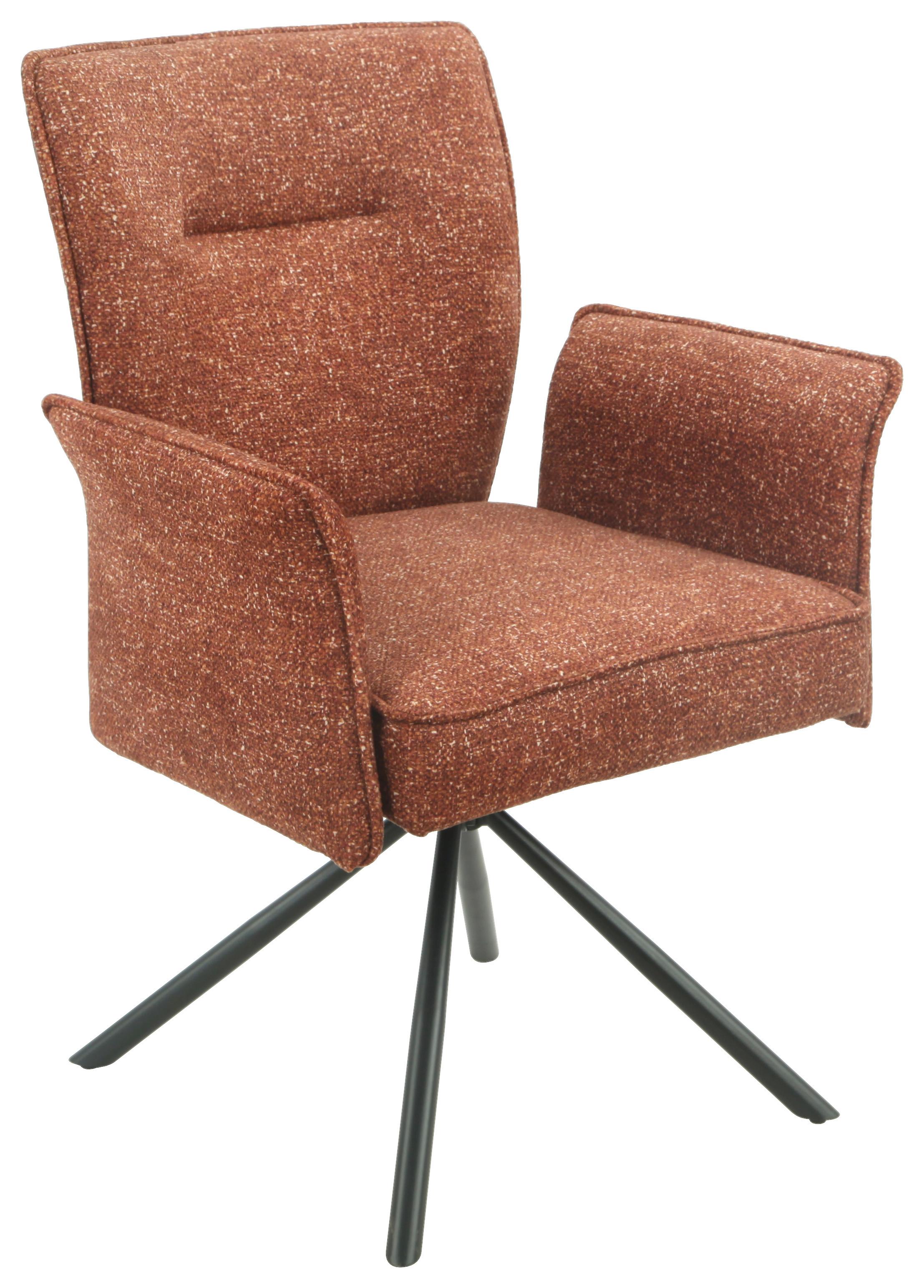 Armlehnstuhl Ellen Giga S Terracotta - Terracotta/Schwarz, MODERN, Textil/Metall (65.5/90/60cm) - Premium Living