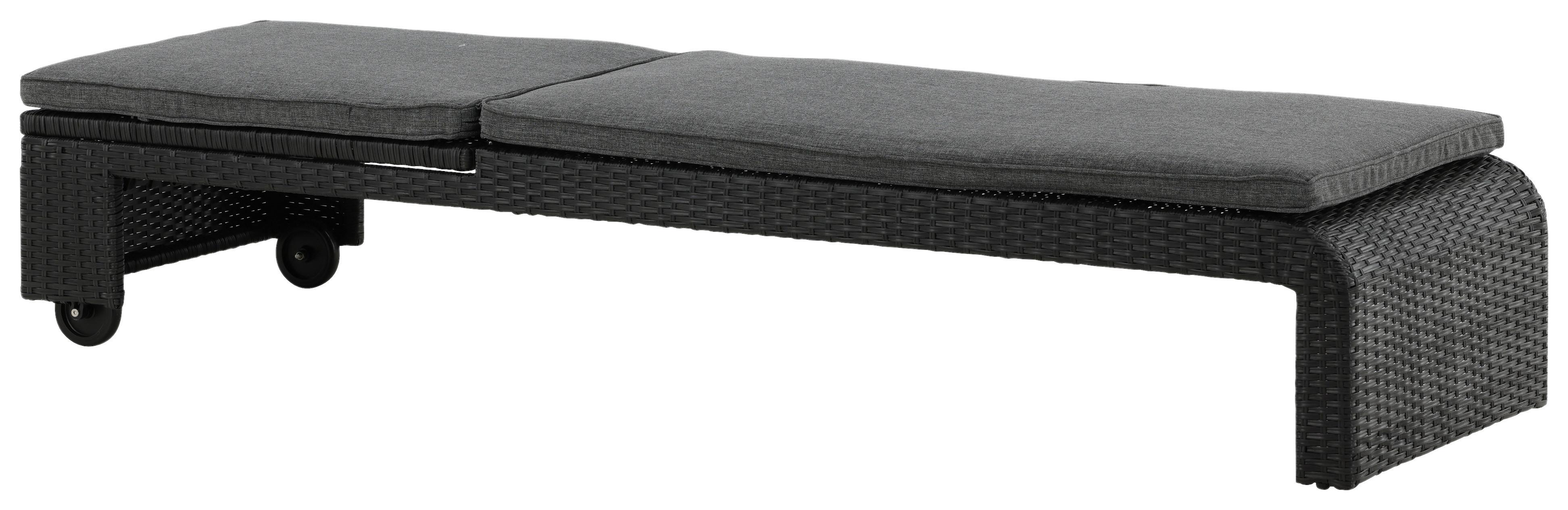 Sonnenliege London ca. 60x32x196 cm Schwarz - Schwarz, KONVENTIONELL, Kunststoff (60/32/196cm) - Gardenson