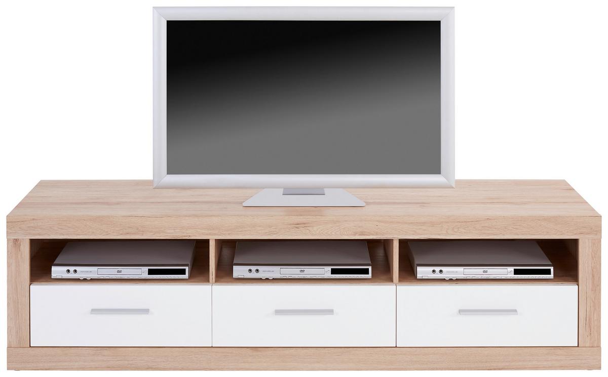 Element TV Malta - alb/culoare lemn stejar, Modern, lemn (185/50/42cm) - Modern Living