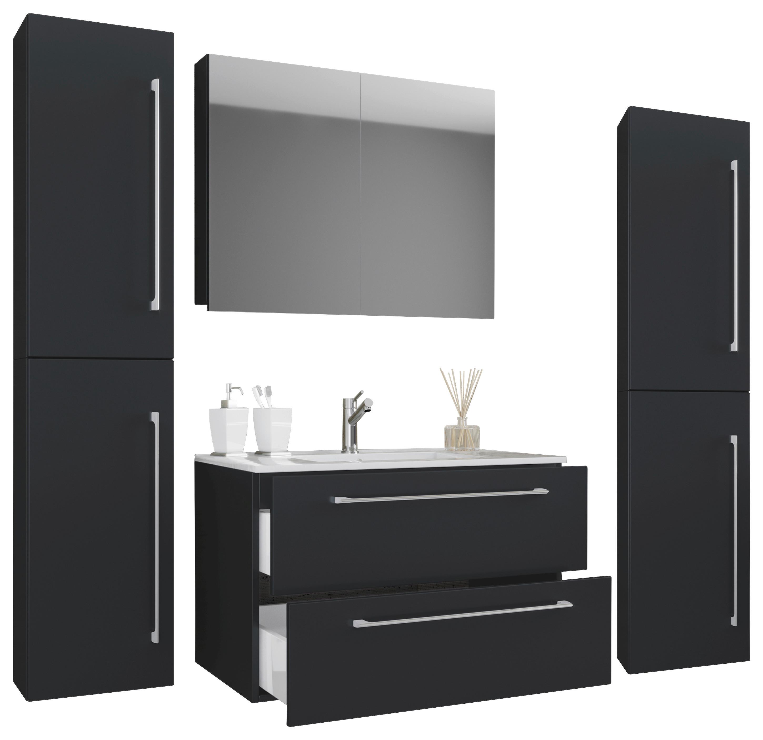 Kopalnica Badinos, Črna - črna/siva, Moderno, kovina/leseni material (167cm) - MID.YOU