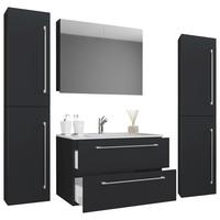 Kopalnica Badinos, Črna - črna/siva, Moderno, kovina/leseni material (167cm) - MID.YOU