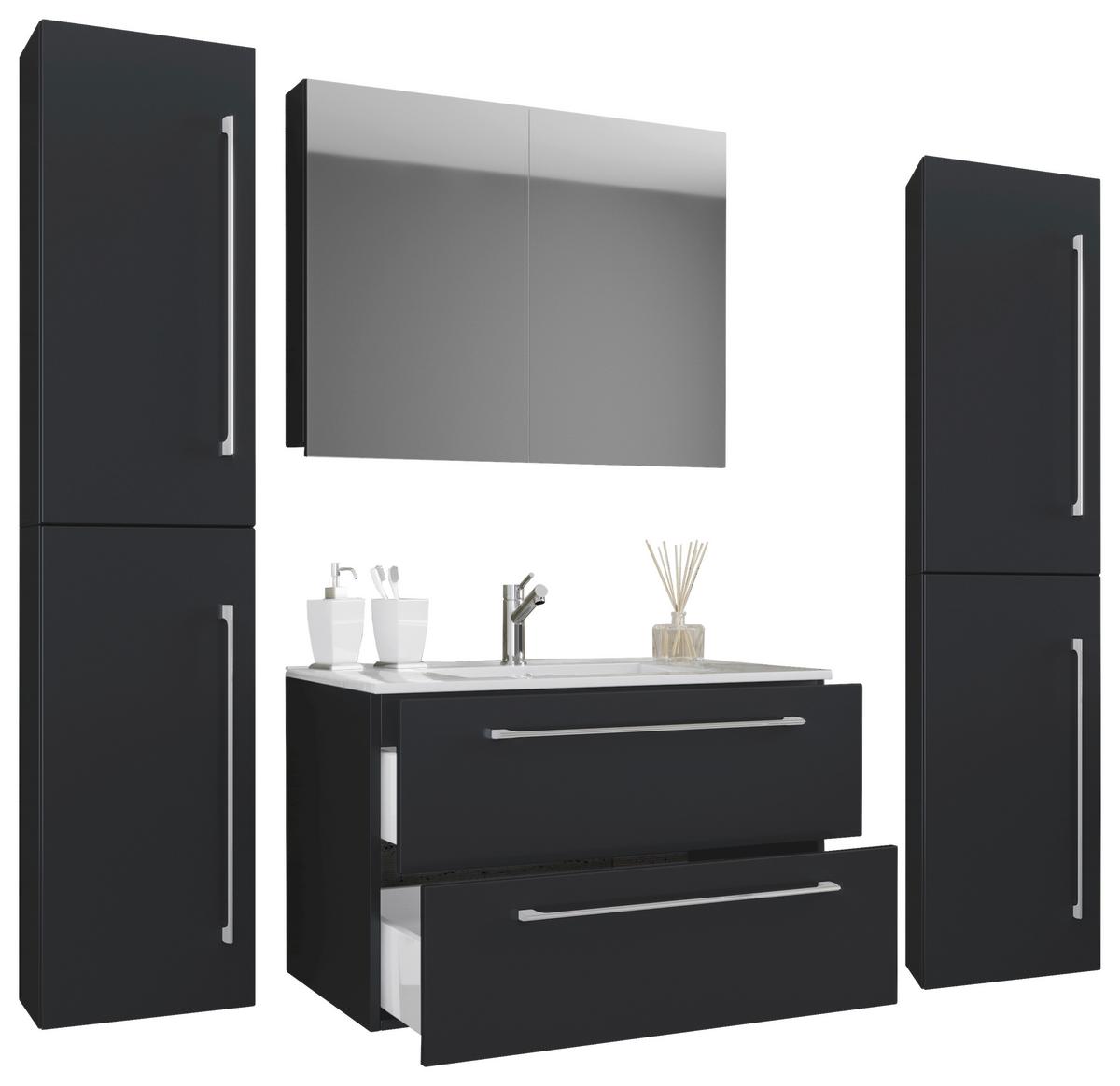 Kopalnica Badinos, Črna - črna/siva, Moderno, kovina/leseni material (167cm) - MID.YOU