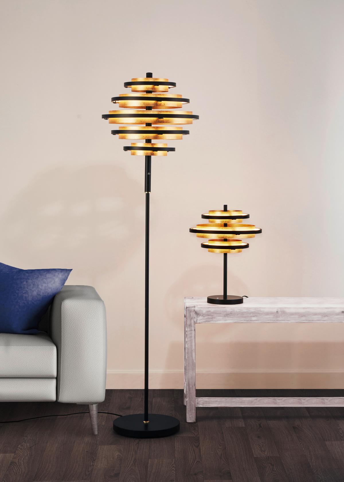 LED Állólámpa Eu6359bg Hive - fekete/sárgarézszínű, Design, fém (40/148cm)