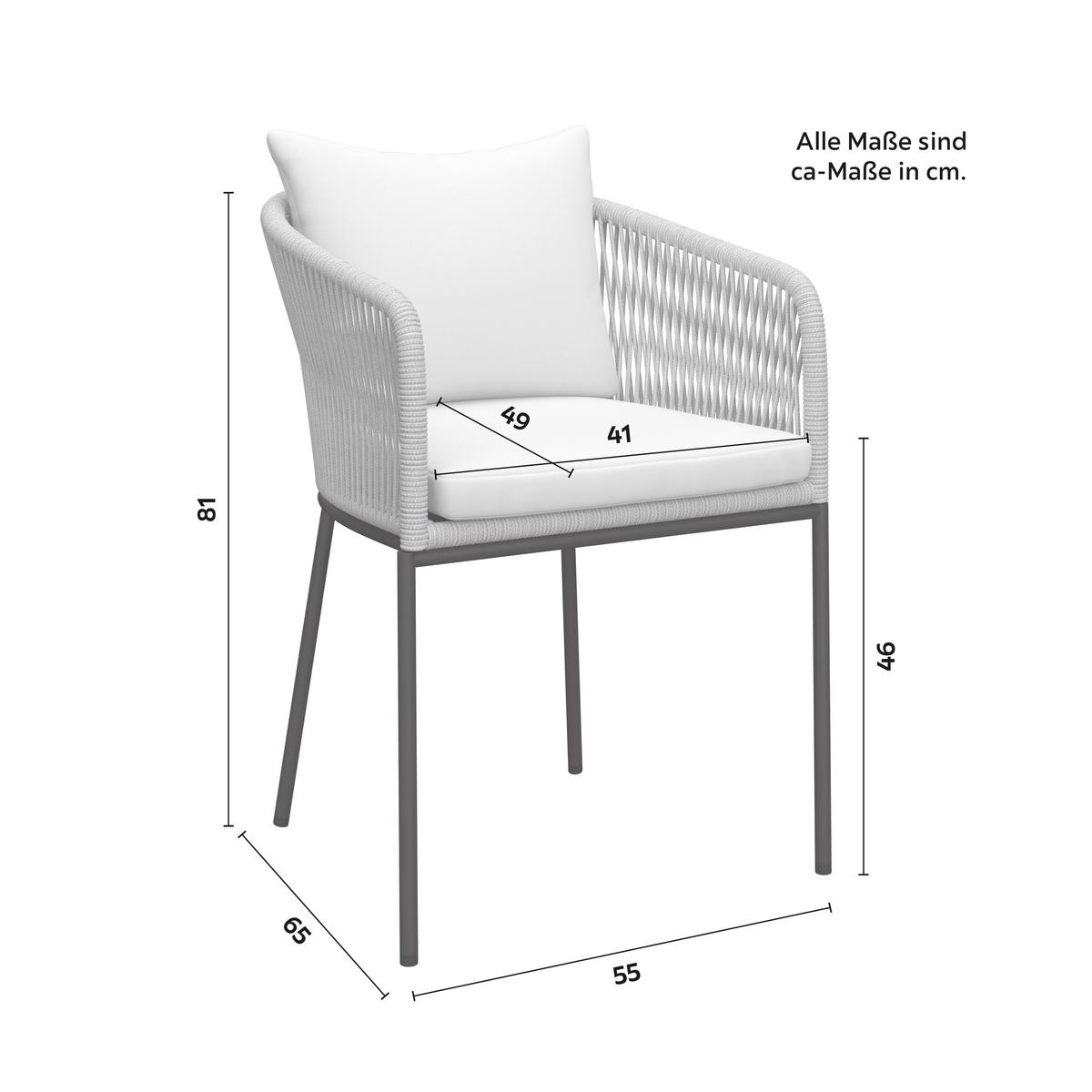 Gartengarnitur Giovanna Creme Holz/Metall/Textil - Creme/Grau, MODERN, Holz/Kunststoff - Bessagi Garden