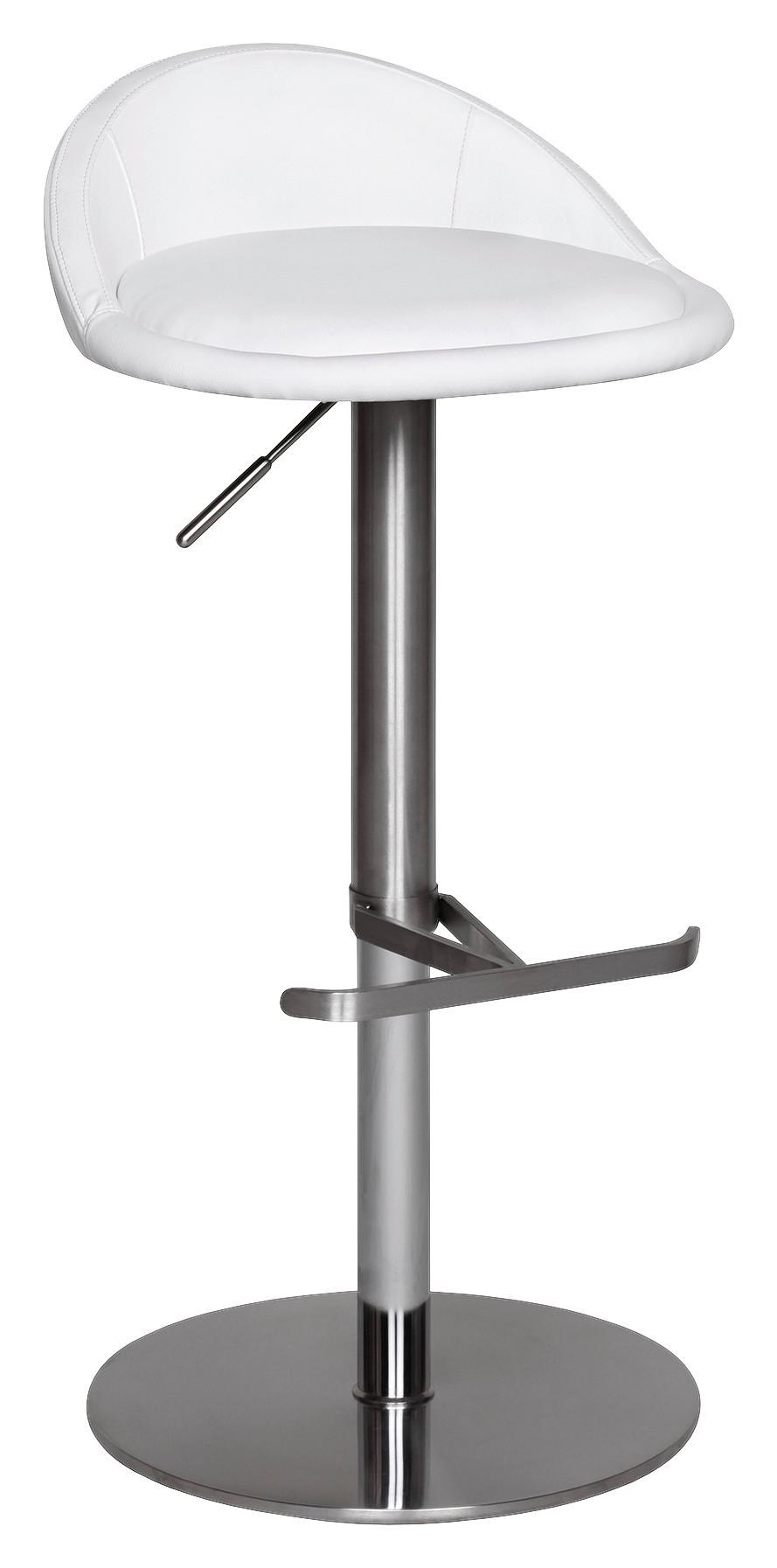 STOŁEK BAROWY WL1.282 - kolor srebrny/biały, Modern, metal/tkanina (43/65/43cm) - MID.YOU