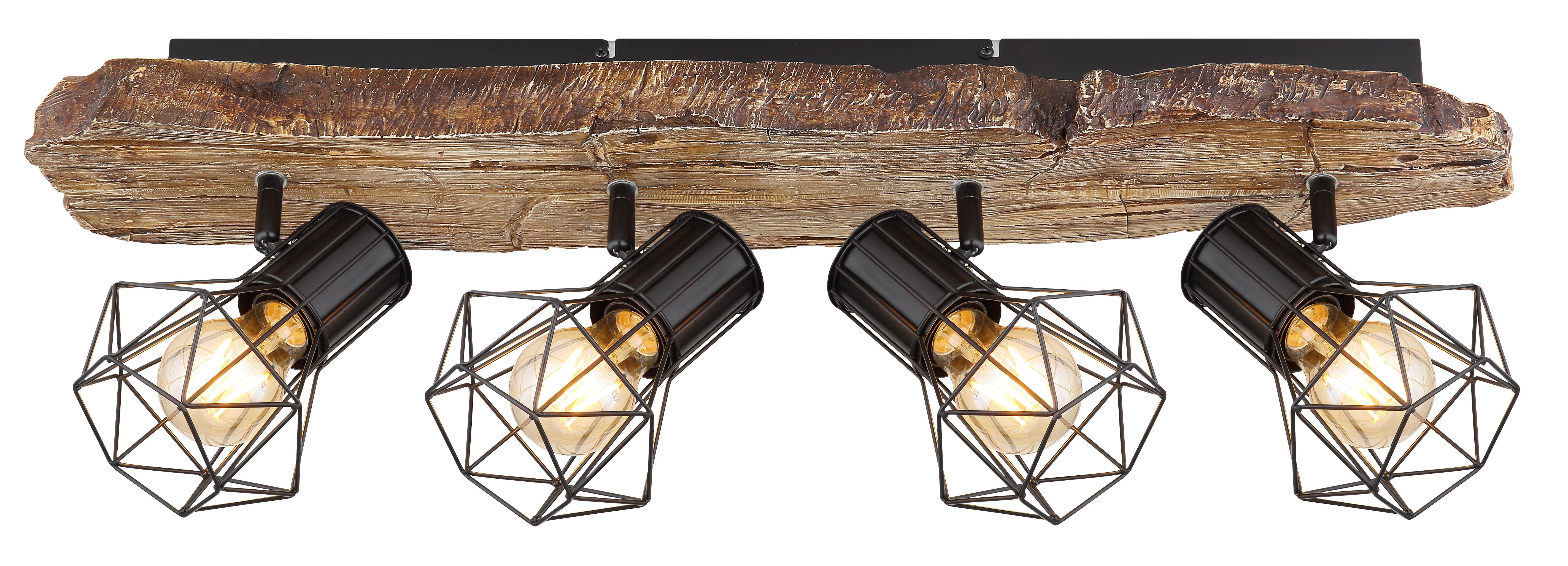 Strahler Priska max. 60 Watt - Schwarz/Naturfarben, KONVENTIONELL, Kunststoff/Metall (78/15/24cm) - Globo