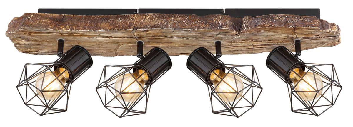 Strahler Priska max. 60 Watt - Schwarz/Naturfarben, KONVENTIONELL, Kunststoff/Metall (78/15/24cm) - Globo