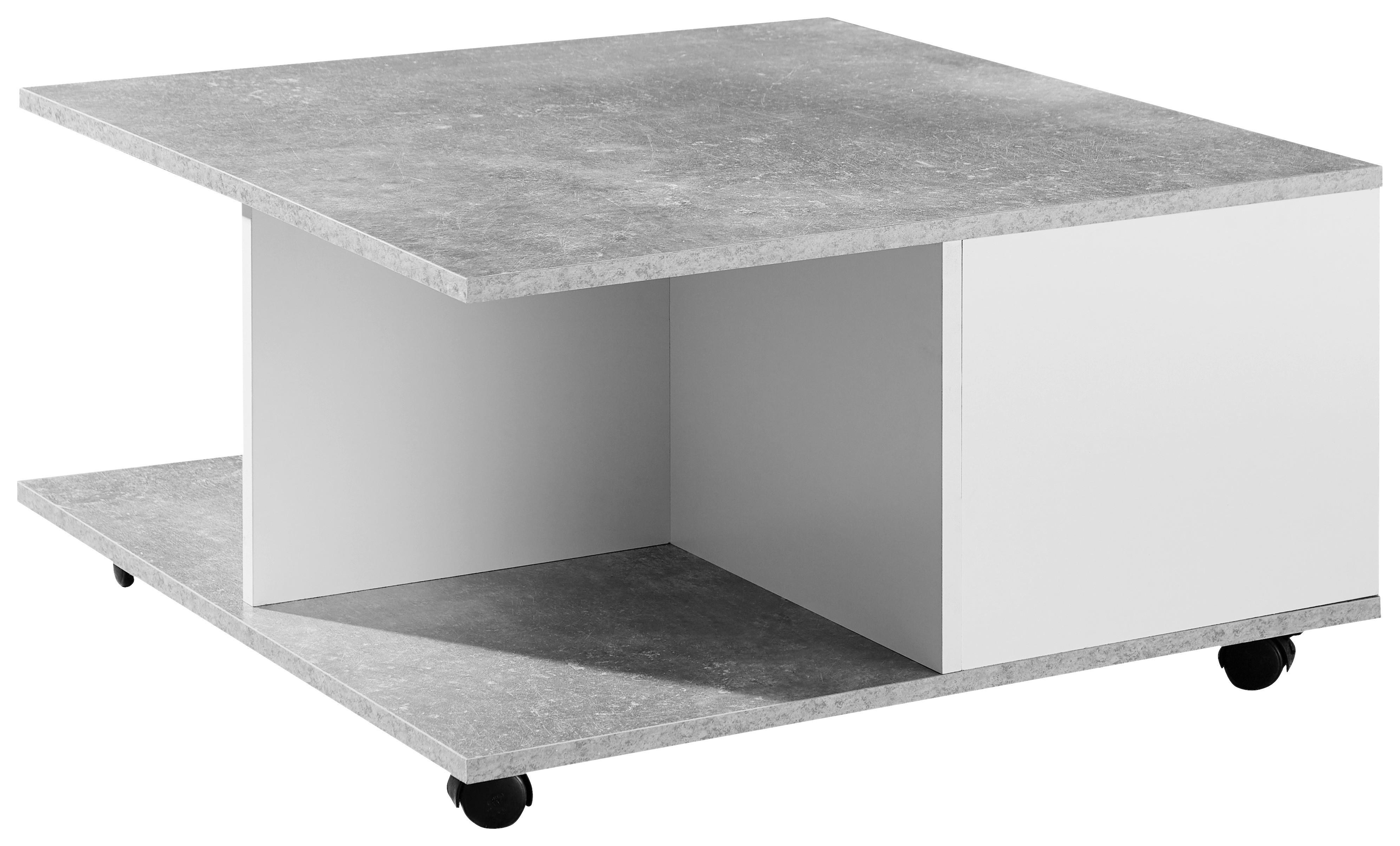 Klubska Miza Couchtisch - siva/bela, Moderno, umetna masa/leseni material (70/70/36,5cm) - MID.YOU