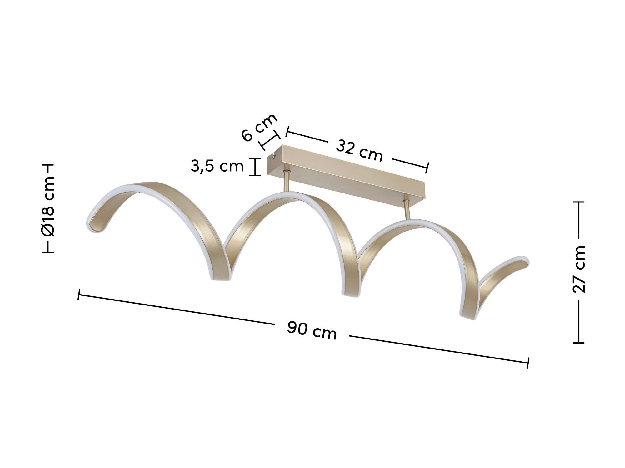 LED-TAKLAMPA CHAMO - champagne, Modern, metall/plast (90/18/27cm) - Mömax