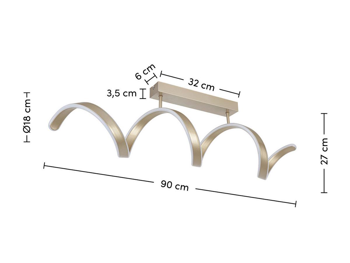 Stropna Led-svetilka Chamo - barve šampanjca, Moderno, kovina/umetna masa (90/18/27cm) - Mömax