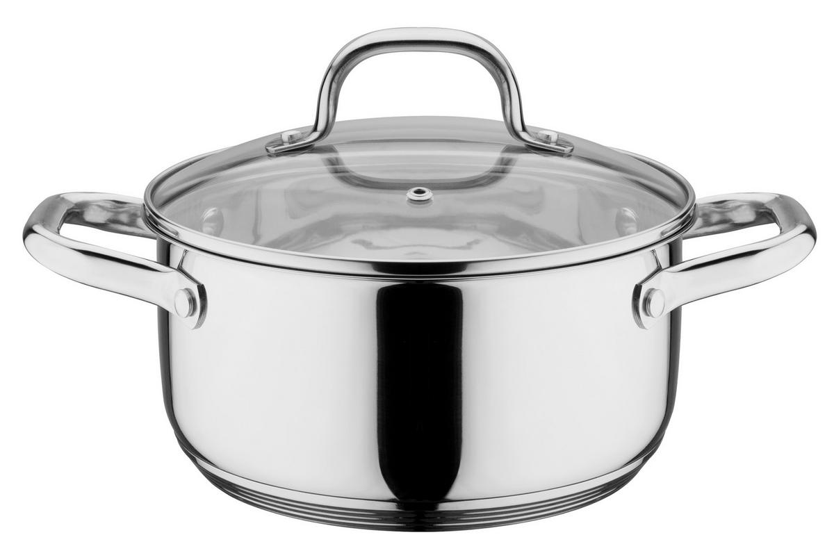 Set Posod Trentino, 5-Delni - barve nerjavečega jekla/prozorno, Basics, kovina/steklo - GSW